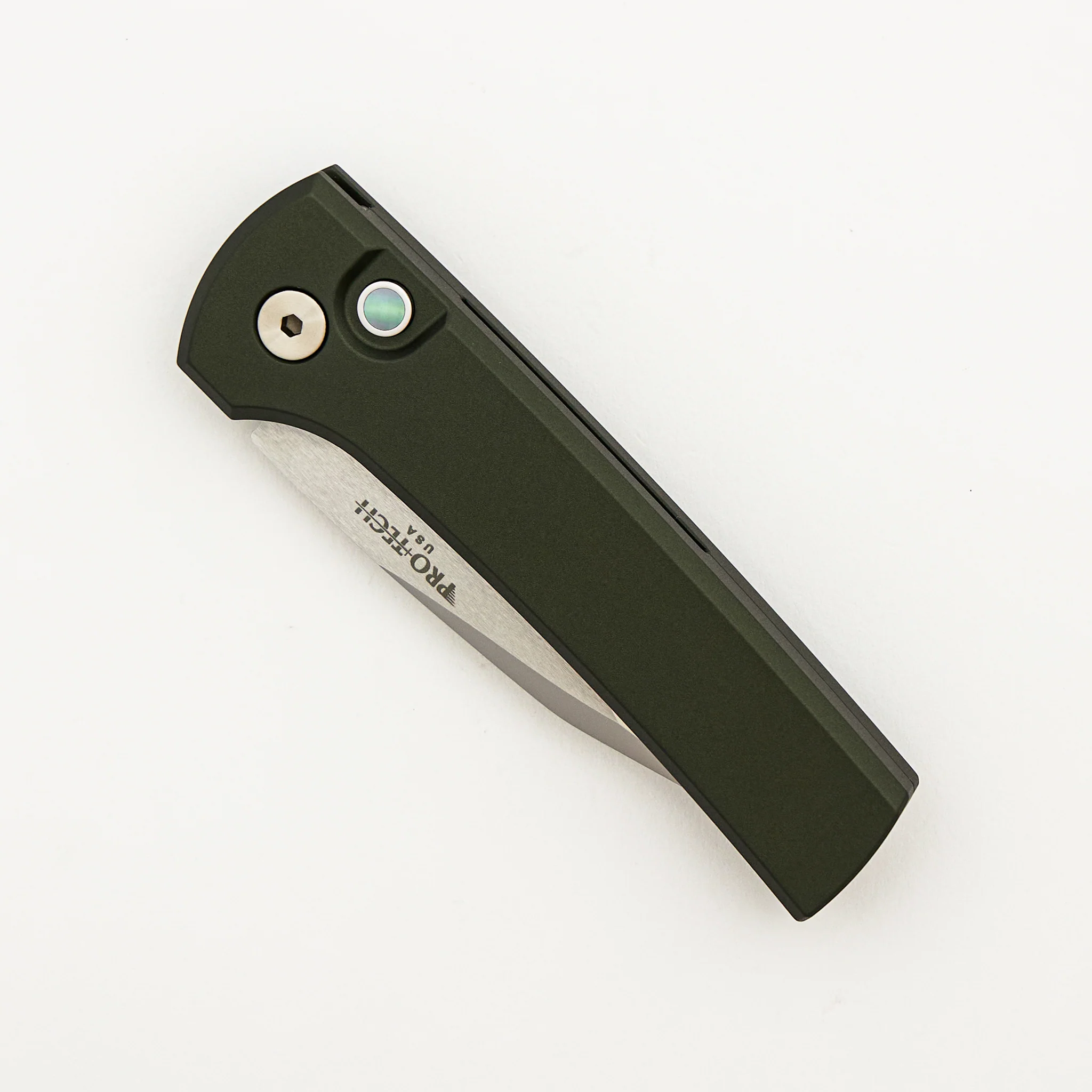 2026 Scapegoat Compact Custom 003 - Solid Green Aluminum Handle - Mike Irie Mirror Polished 154CM Blade (Ramon Chaves Design) - Image 3