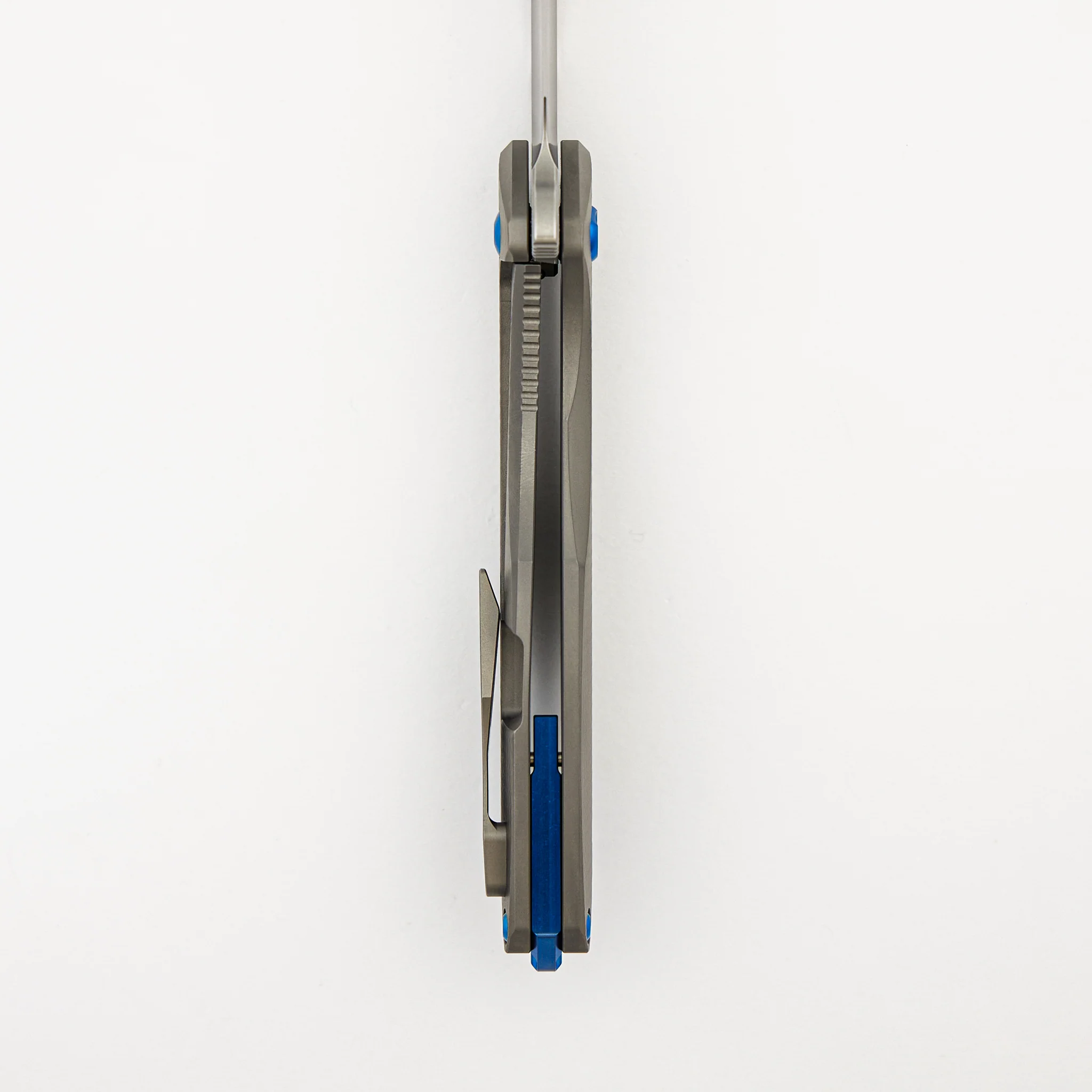 Arius - Corda Titanium Handle - Blue Hardware - Burnished W/ Polished Flats M398 Blade - Image 6