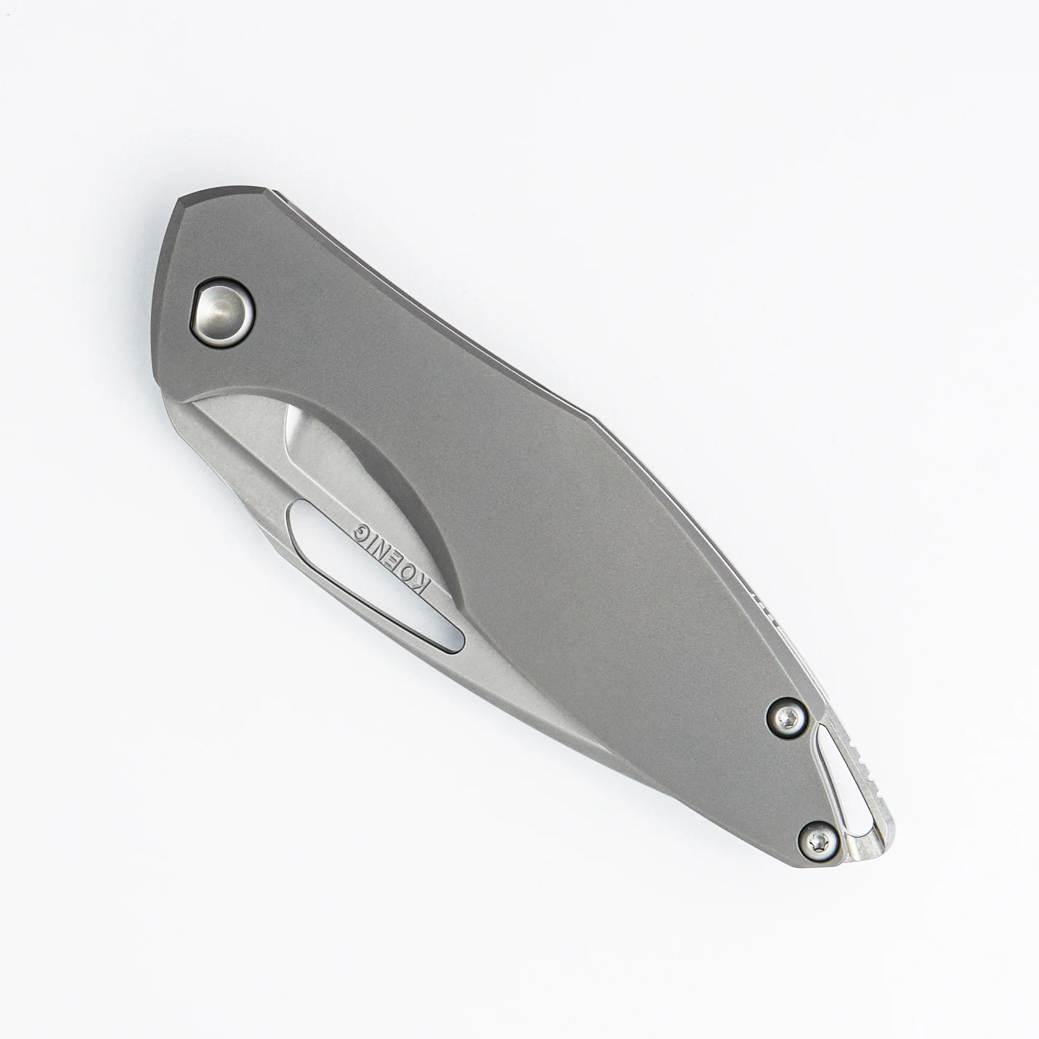 Arius - Non-Flipper - Smooth Titanium Handle - Silver Hardware - Burnished M390 Blade - Image 3