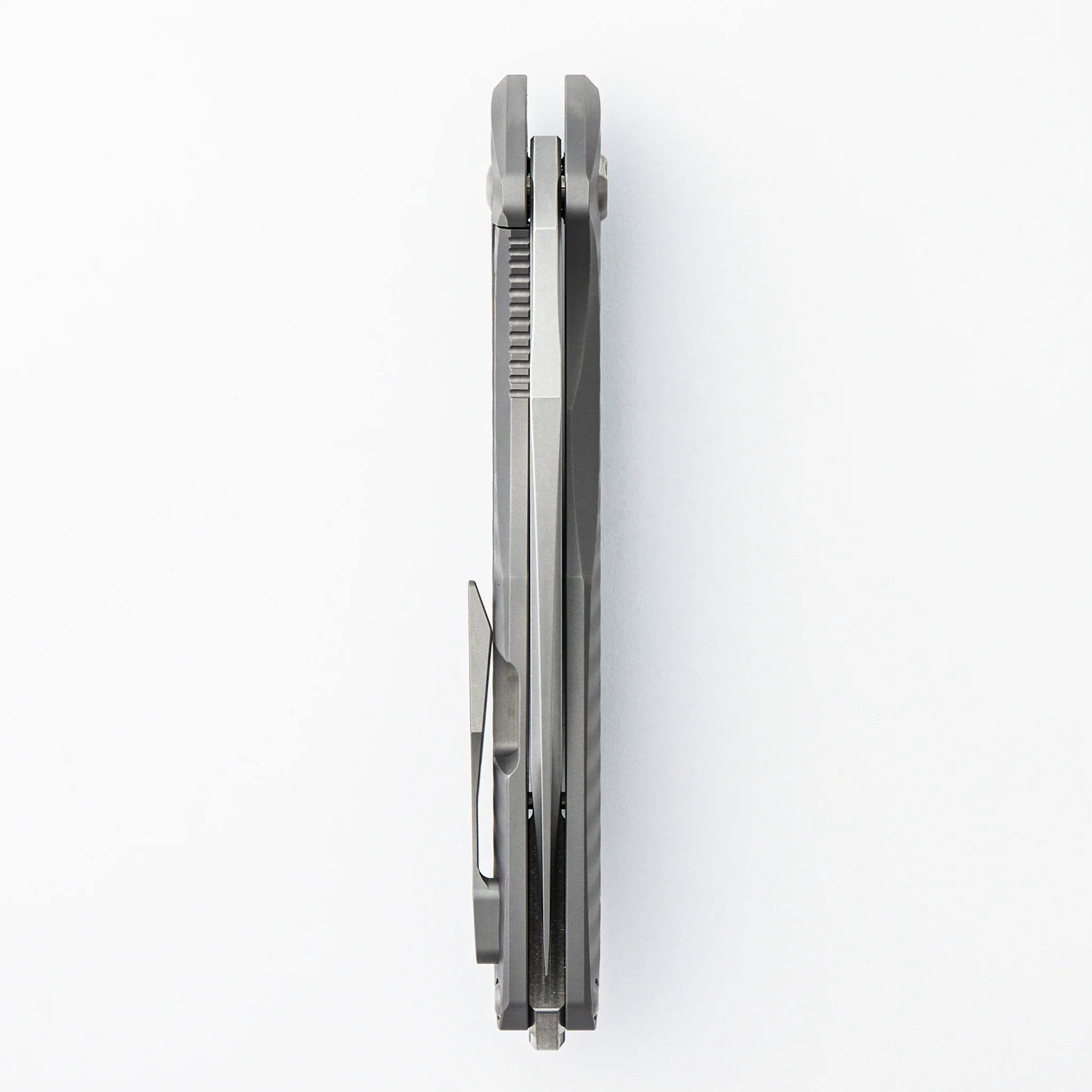 Arius - Plexa Titanium Handle - Silver Hardware - Burnished w/ Polished Flats M390 Blade - Image 5