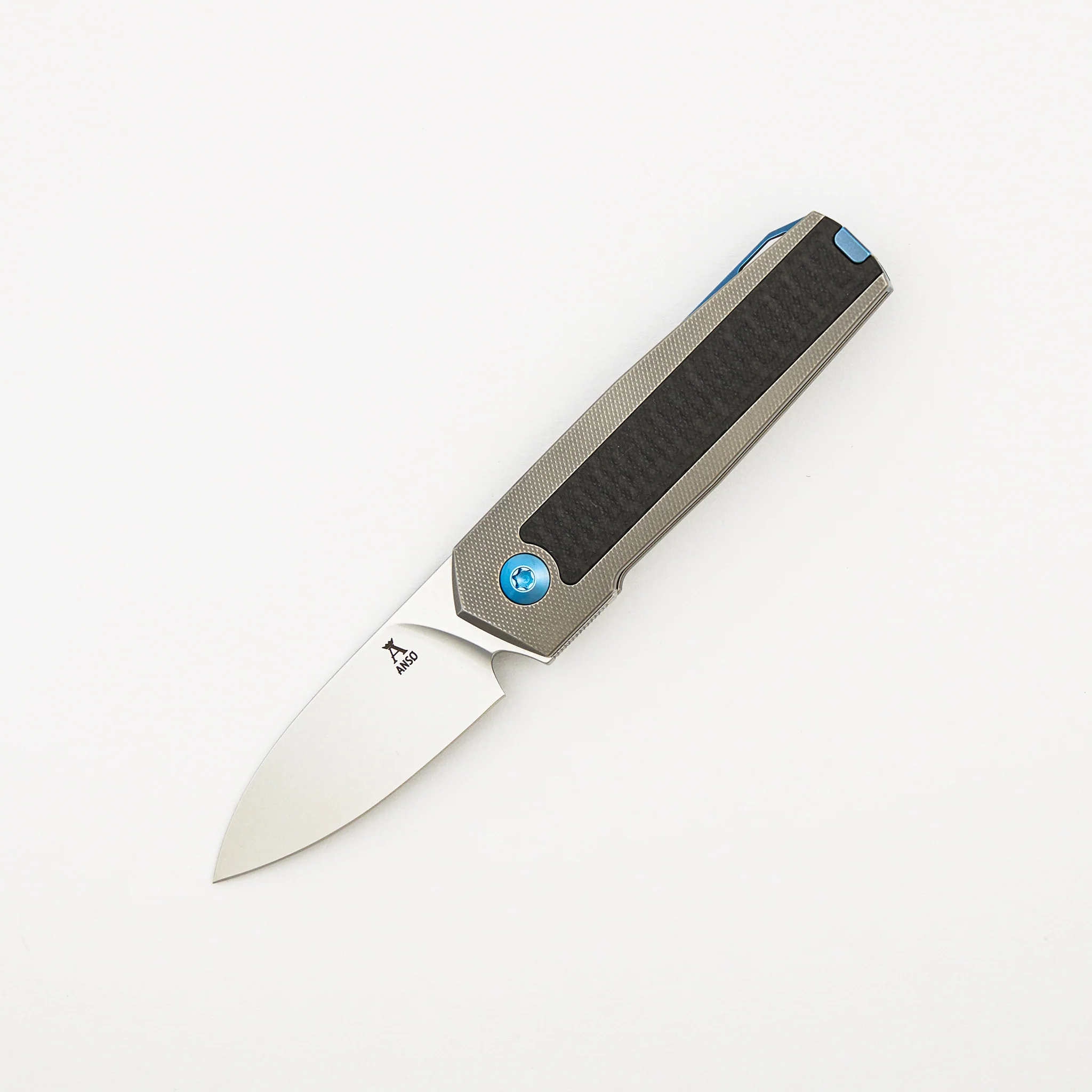 ARN - Grey/Blue - Titanium Handle - Carbon Fiber Inlays - RWL34 Blade