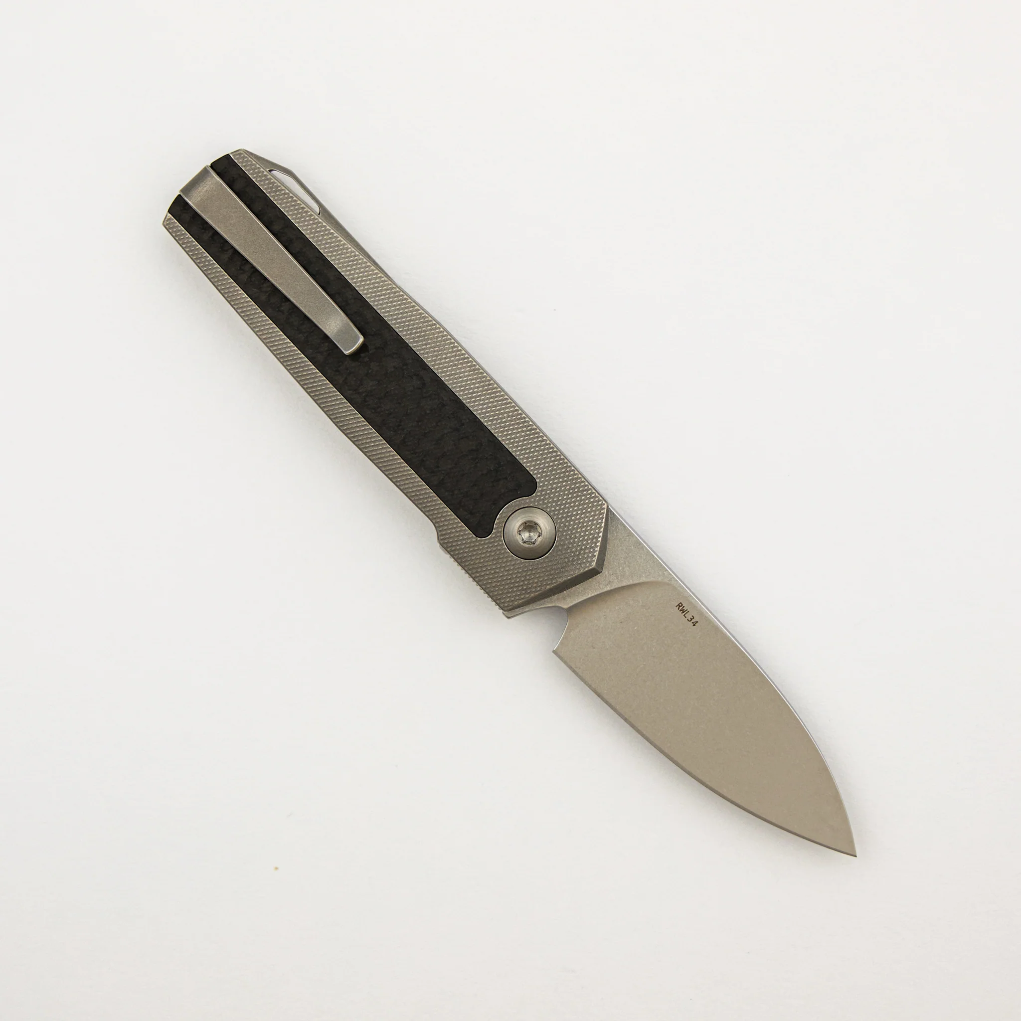 ARN - Grey/Satin - Titanium Handle - Carbon Fiber Inlays - RWL34 Blade - Image 2