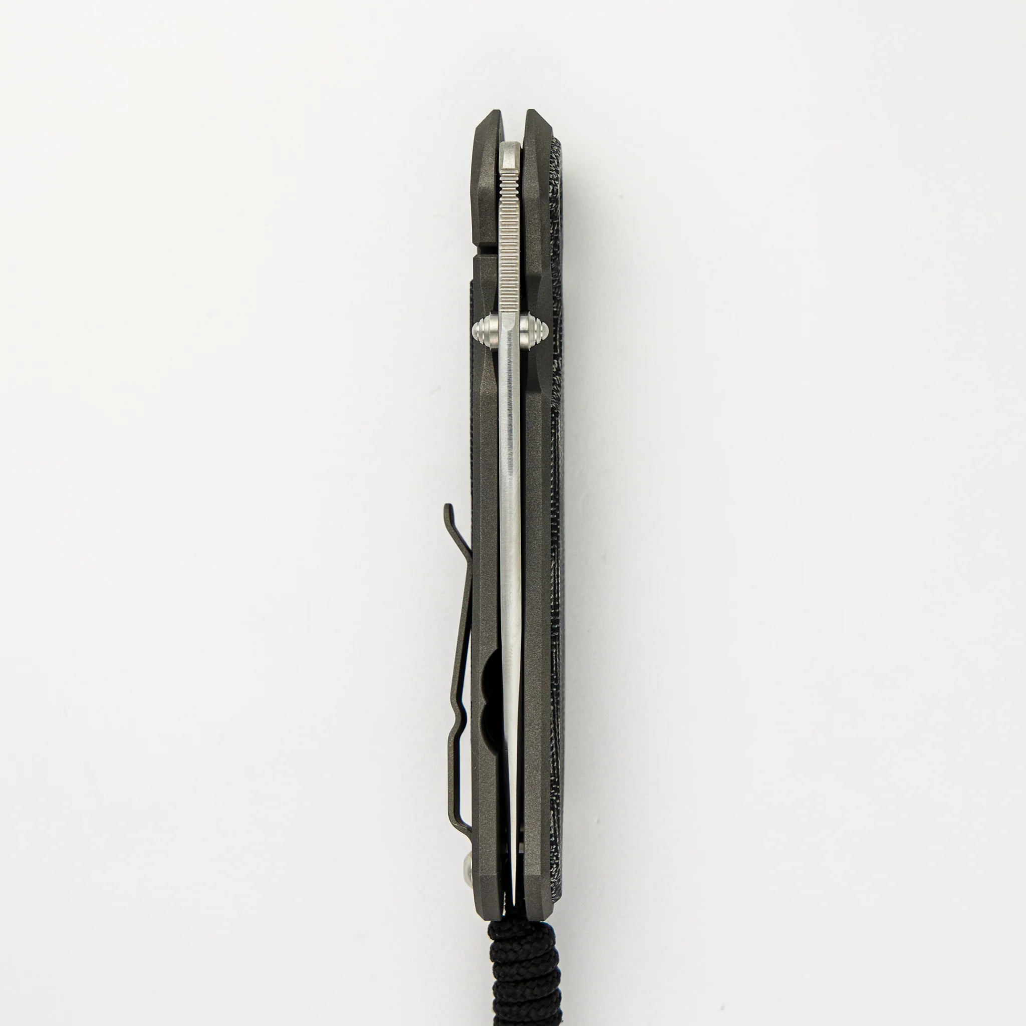 Large Sebenza 31 Black Canvas Micarta Inlay - CPM MagnaCut Blade - Silver Double Thumb Lugs - Image 5