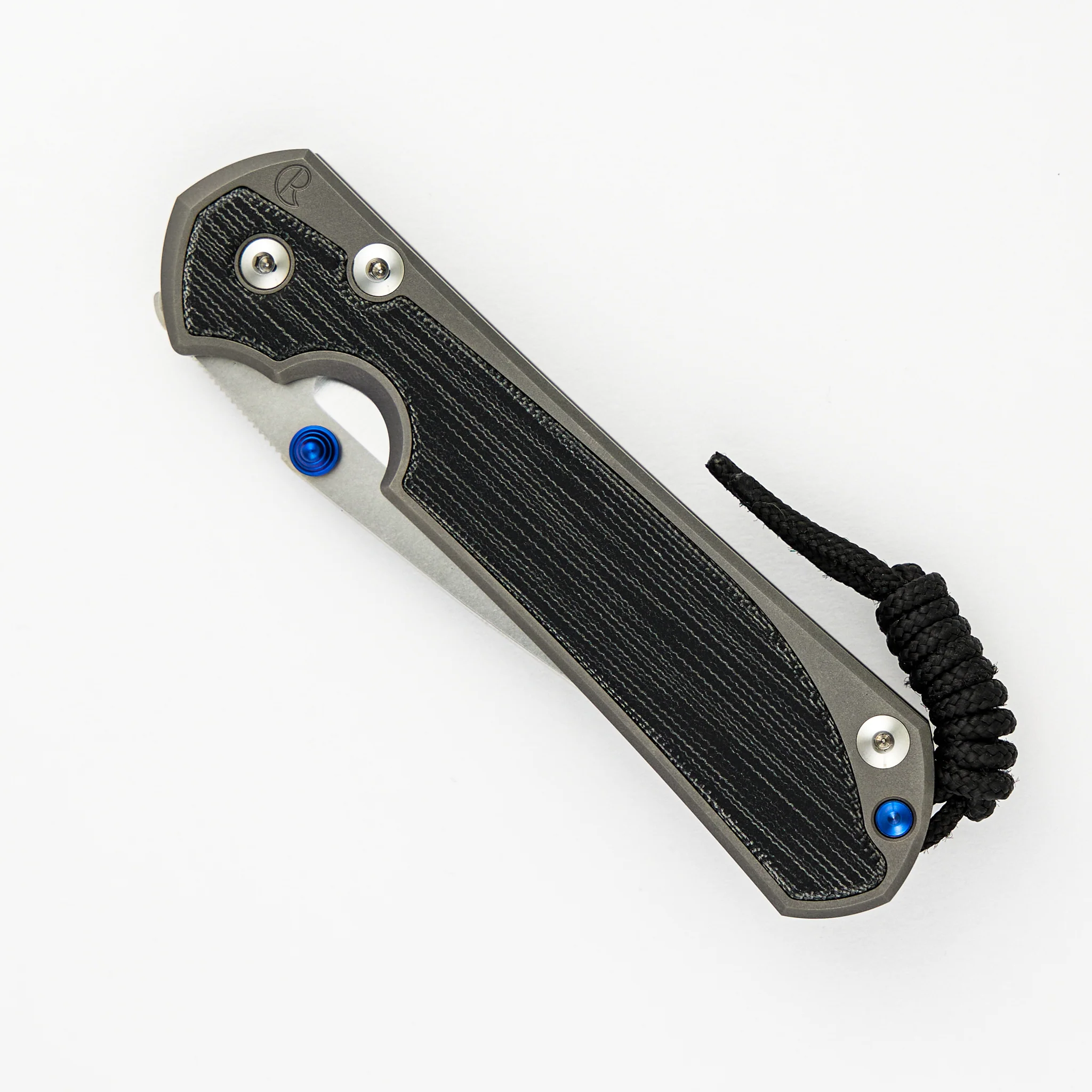 Large Sebenza 31 - Black Canvas Micarta Inlay - Polished Drop Point CPM MagnaCut Blade - Blue Double Thumb Lugs - Image 3