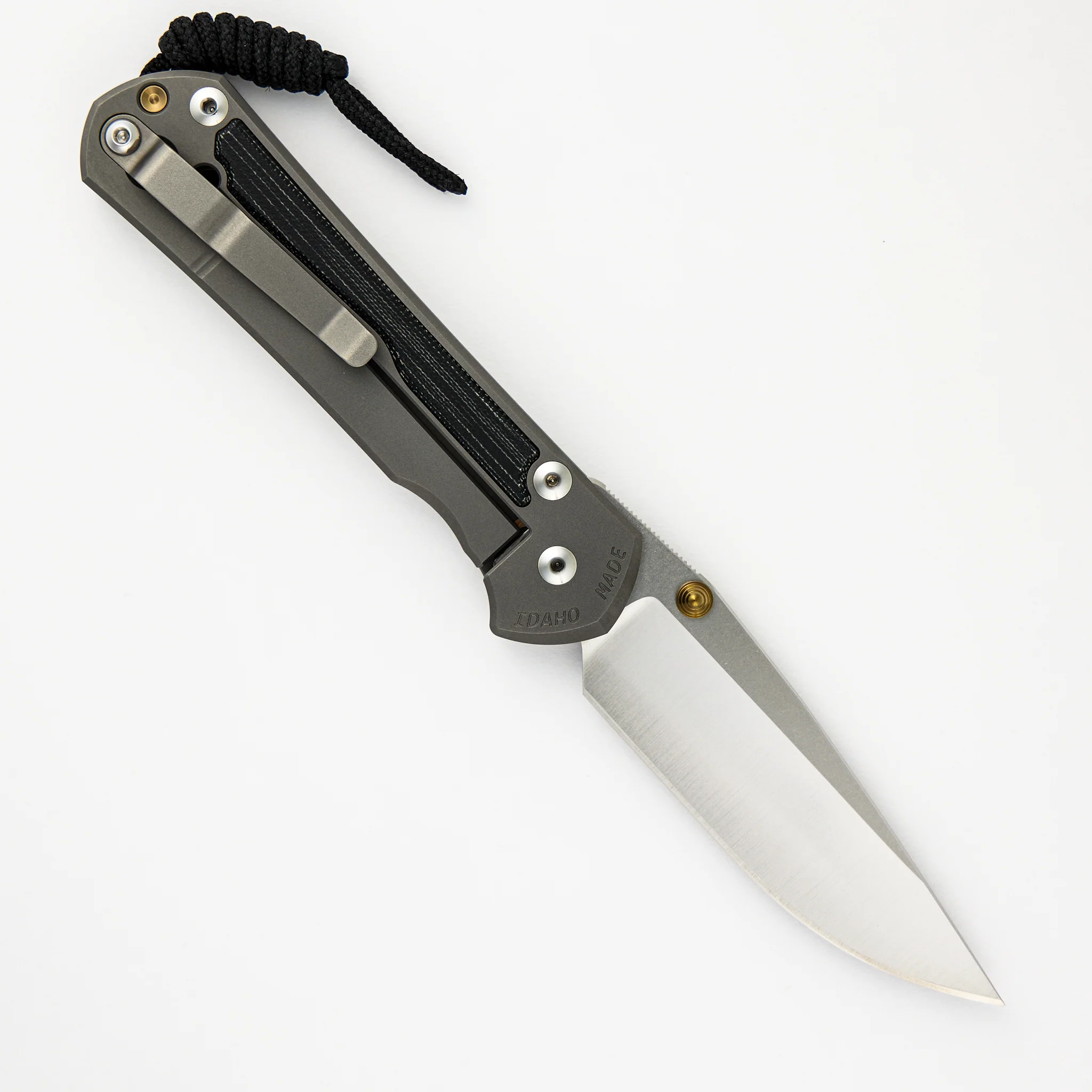 Large Sebenza 31 Black Canvas Micarta Inlay – Polished CPM MagnaCut Blade – Glass Blasted - Gold Double Thumb Lugs - Image 2