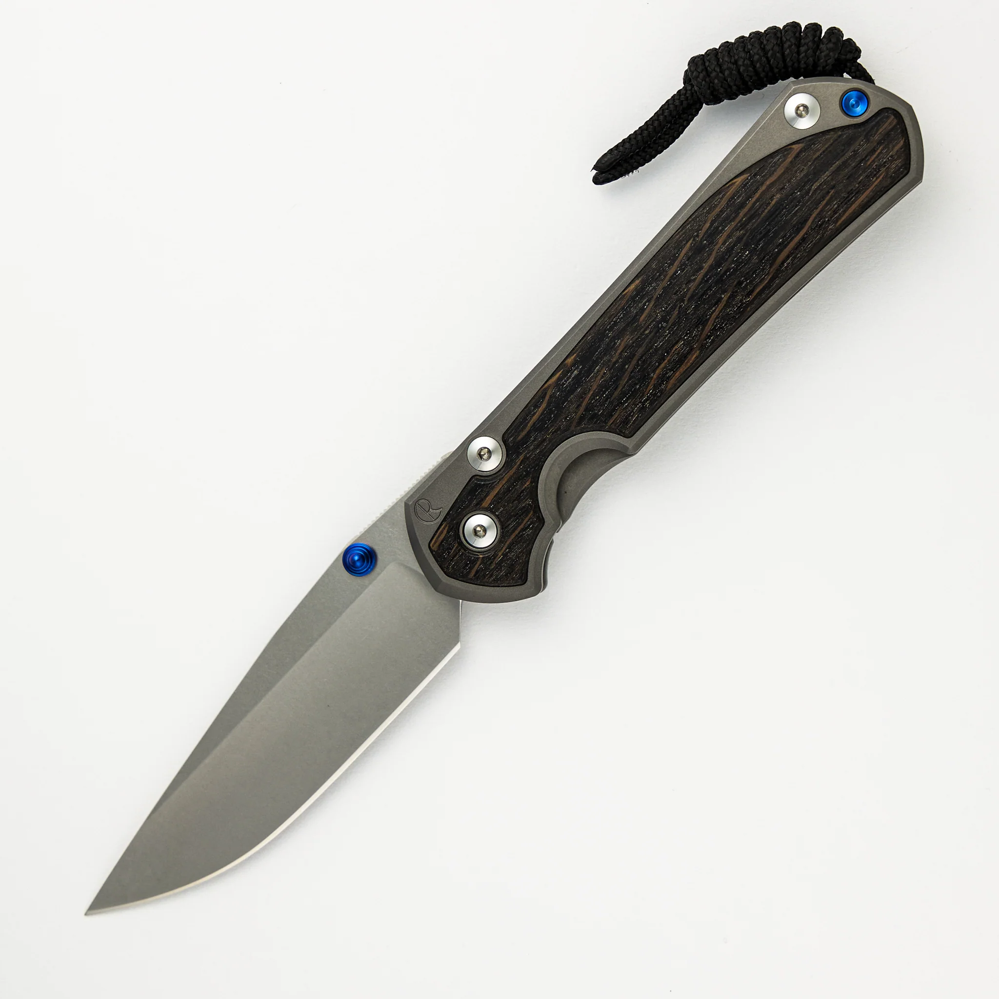Large Sebenza 31 Bog Oak Inlay - CPM MagnaCut Blade - Blue Double Thumb Lugs - Image 15