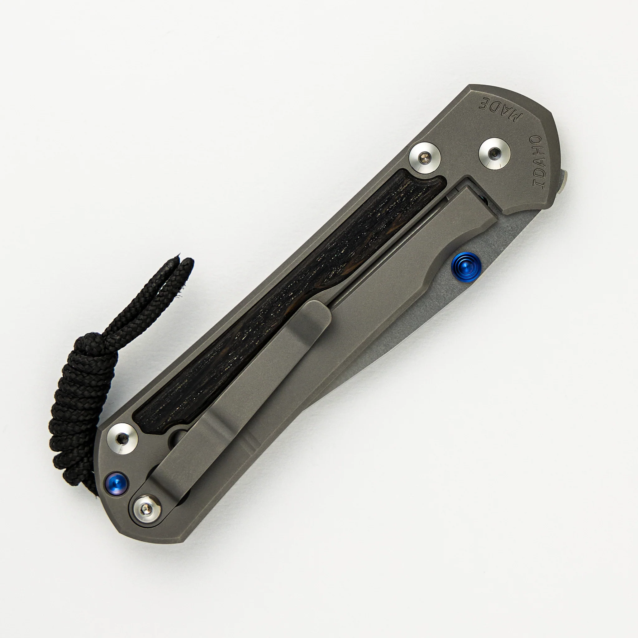 Large Sebenza 31 Bog Oak Inlay - CPM MagnaCut Blade - Blue Double Thumb Lugs - Image 18