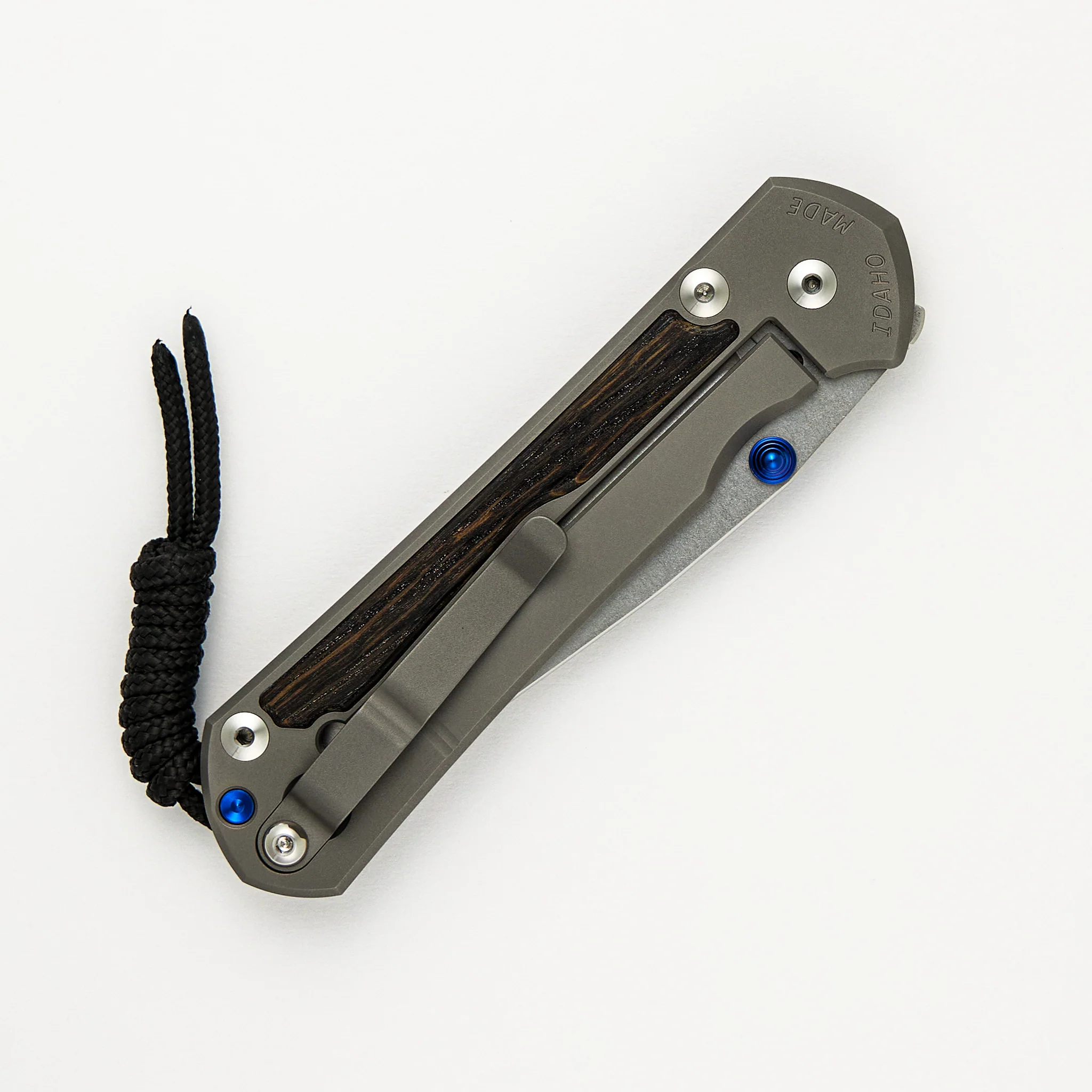 Large Sebenza 31 Bog Oak Inlay - CPM MagnaCut Blade - Blue Double Thumb Lugs - Image 46