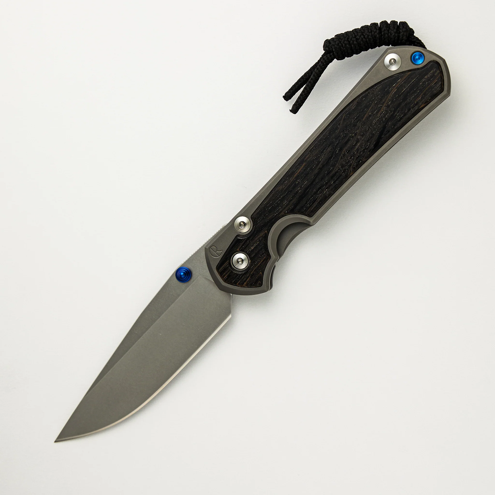 Large Sebenza 31 Bog Oak Inlay - CPM MagnaCut Blade - Blue Double Thumb Lugs - Image 64