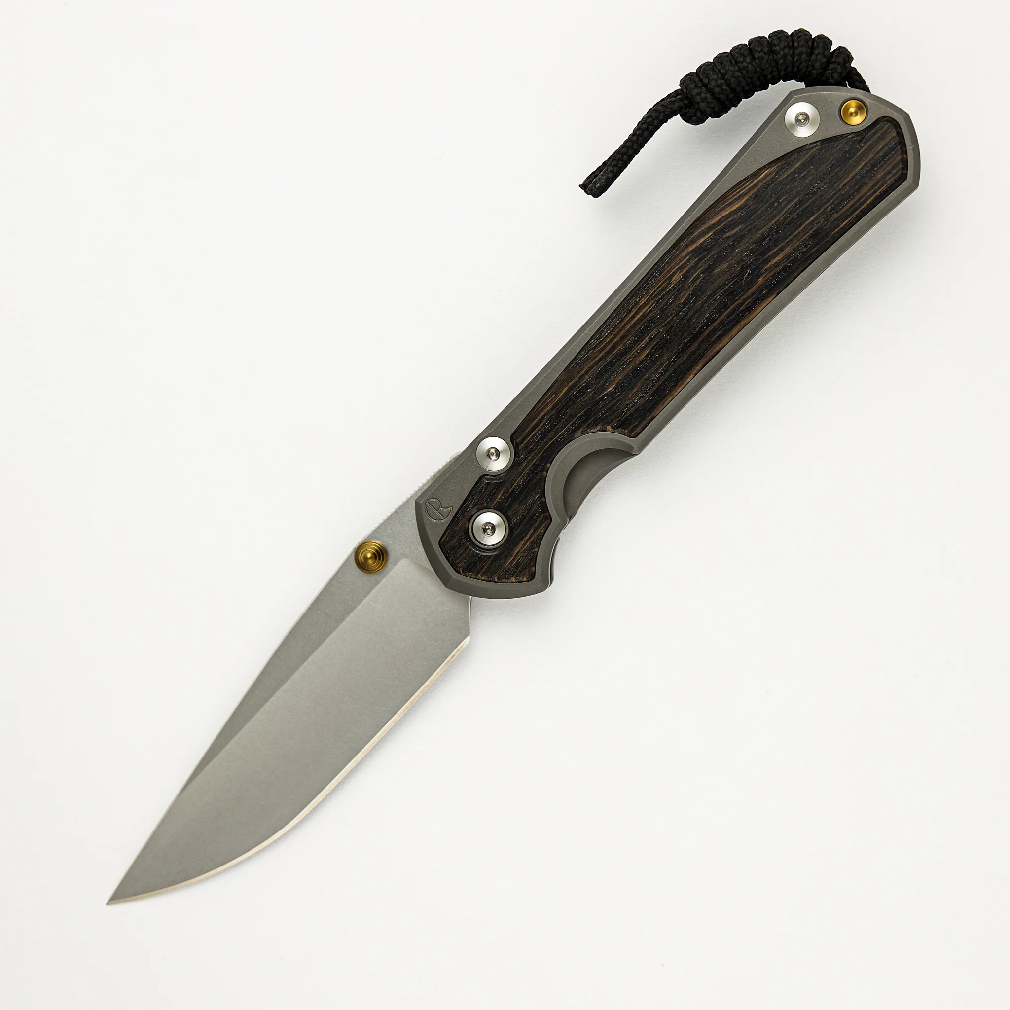 Large Sebenza 31 - Bog Oak Inlay - CPM MagnaCut Blade - Gold Double Thumb Lugs - Image 15