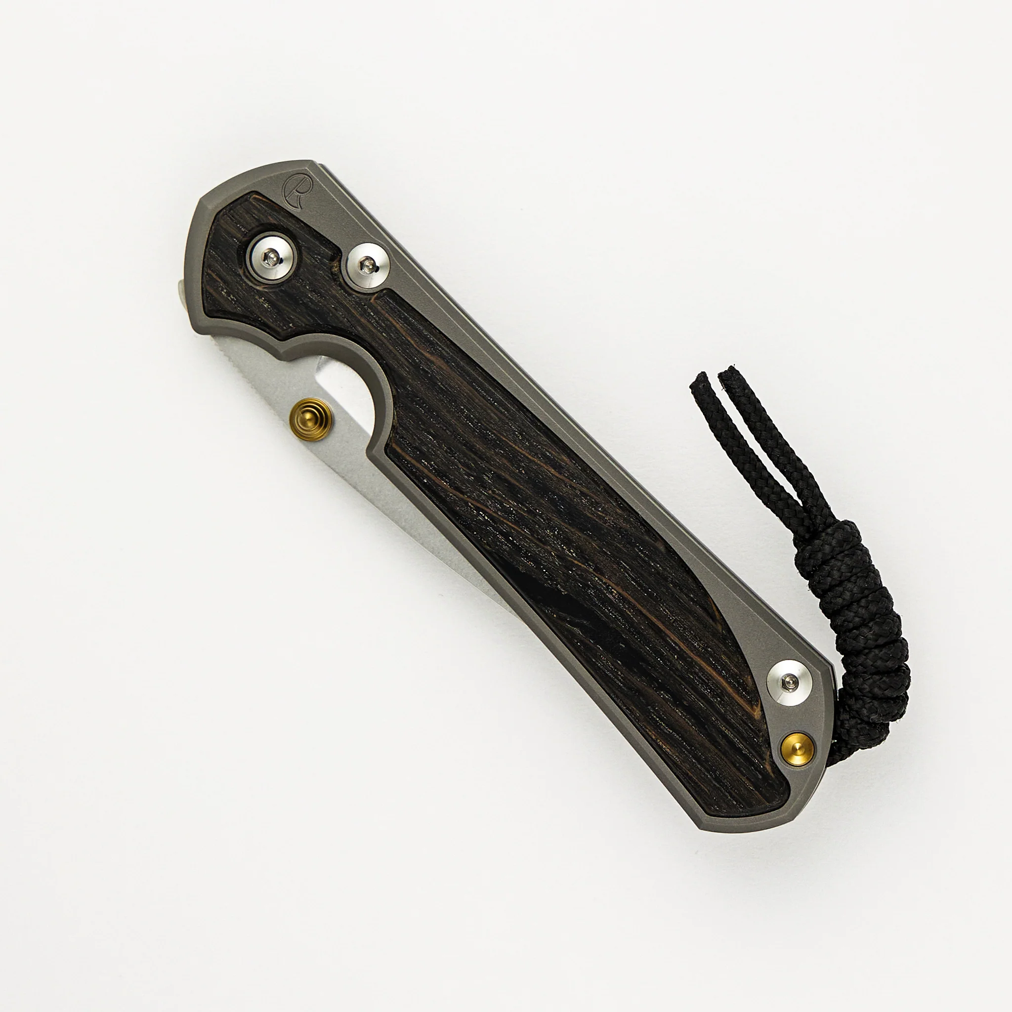 Large Sebenza 31 - Bog Oak Inlay - CPM MagnaCut Blade - Gold Double Thumb Lugs - Image 24