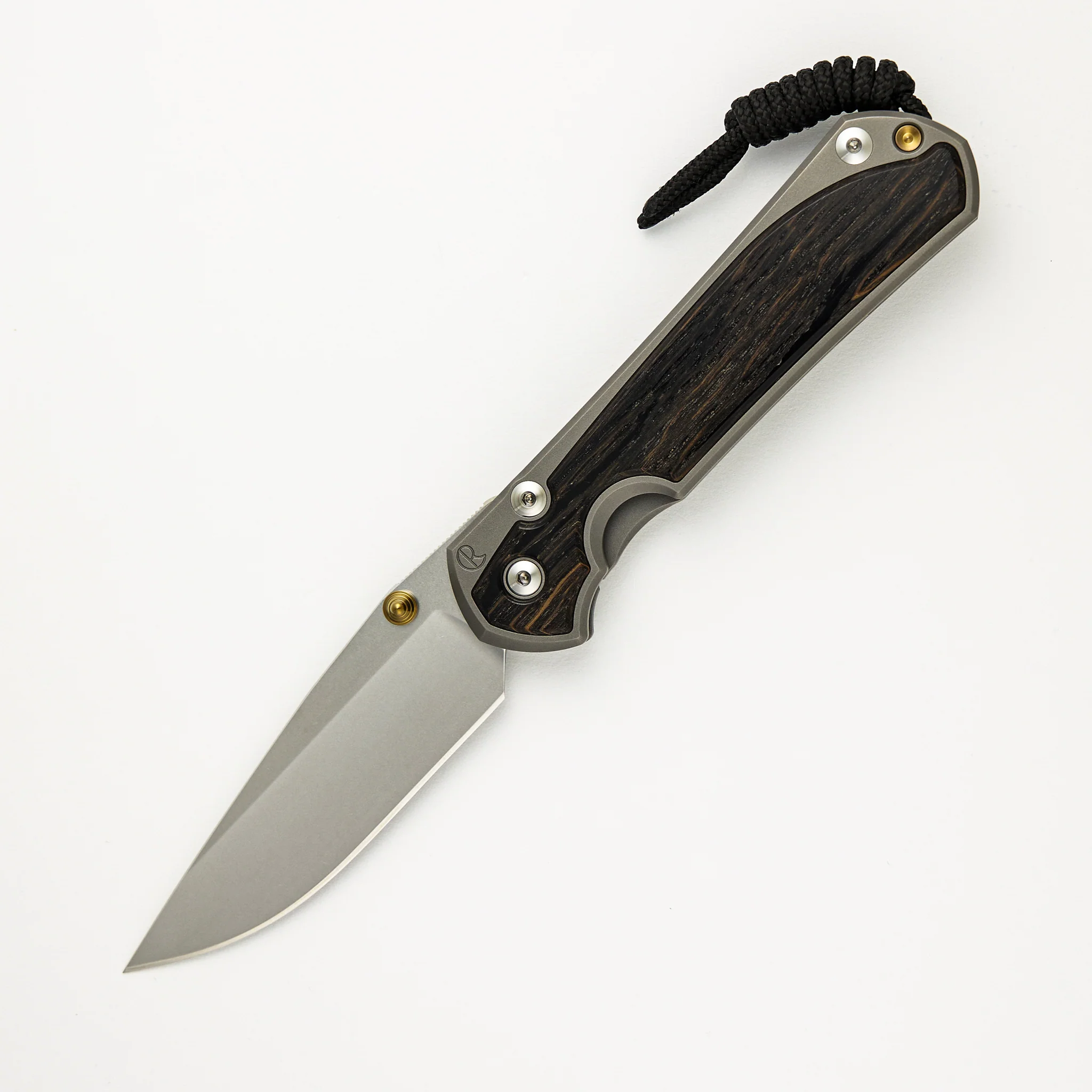 Large Sebenza 31 - Bog Oak Inlay - CPM MagnaCut Blade - Gold Double Thumb Lugs - Image 50
