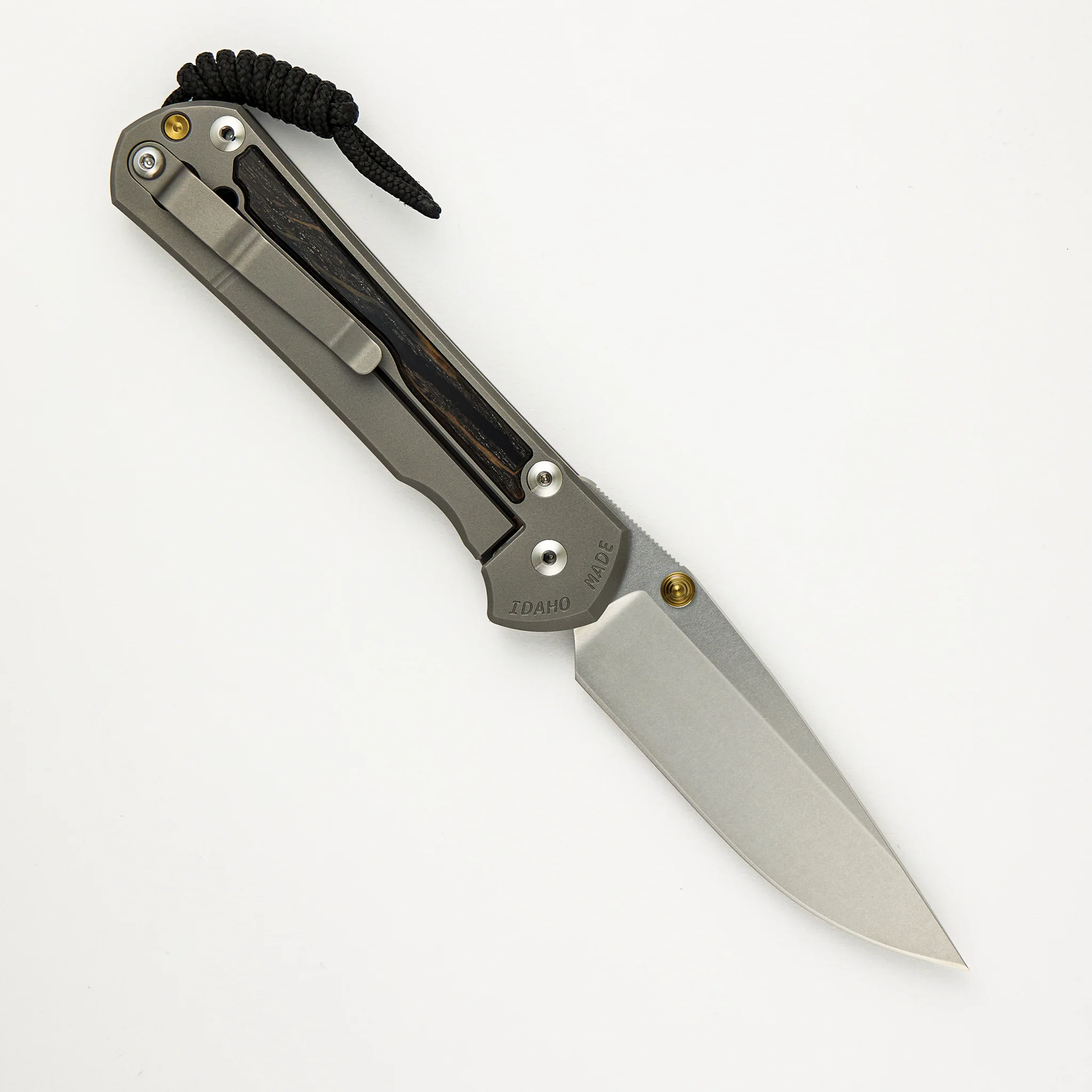 Large Sebenza 31 - Bog Oak Inlay - CPM MagnaCut Blade - Gold Double Thumb Lugs - Image 51