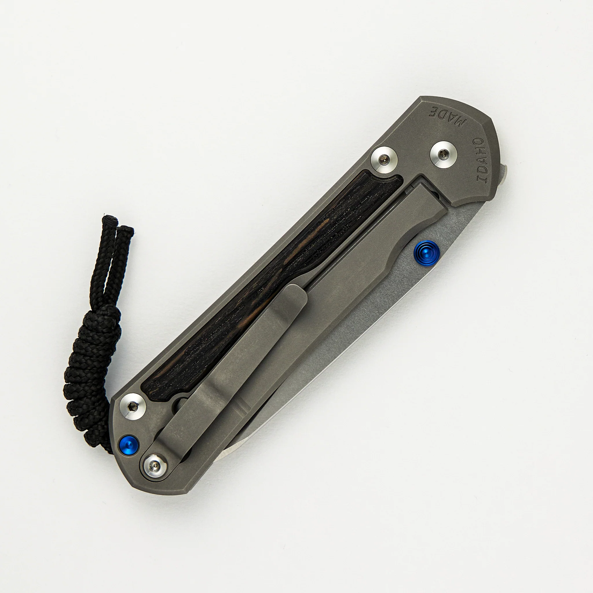 Large Sebenza 31 Bog Oak Inlay - Insingo CPM MagnaCut Blade - Blue Double Thumb Lugs - Image 11