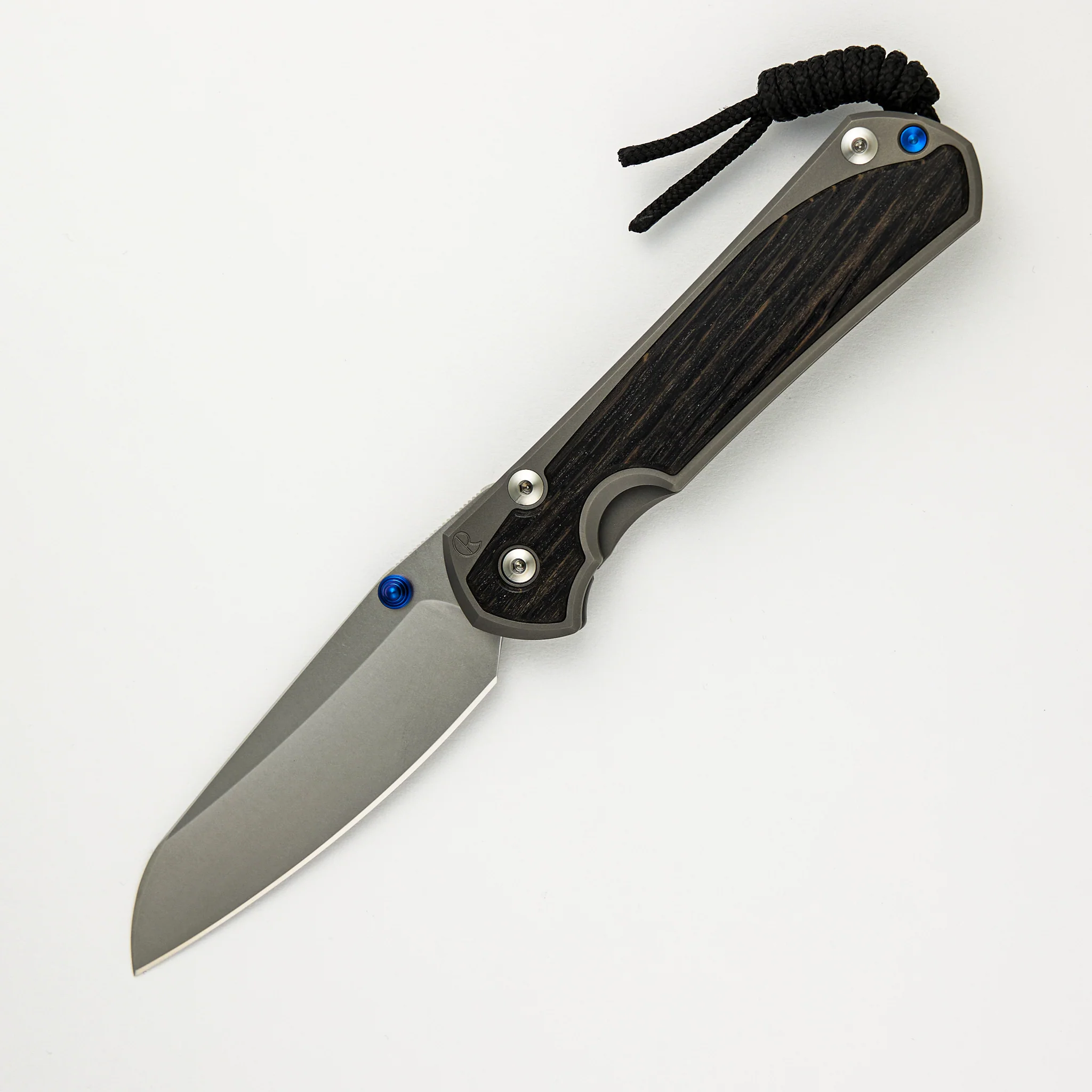 Large Sebenza 31 Bog Oak Inlay - Insingo CPM MagnaCut Blade - Blue Double Thumb Lugs - Image 22