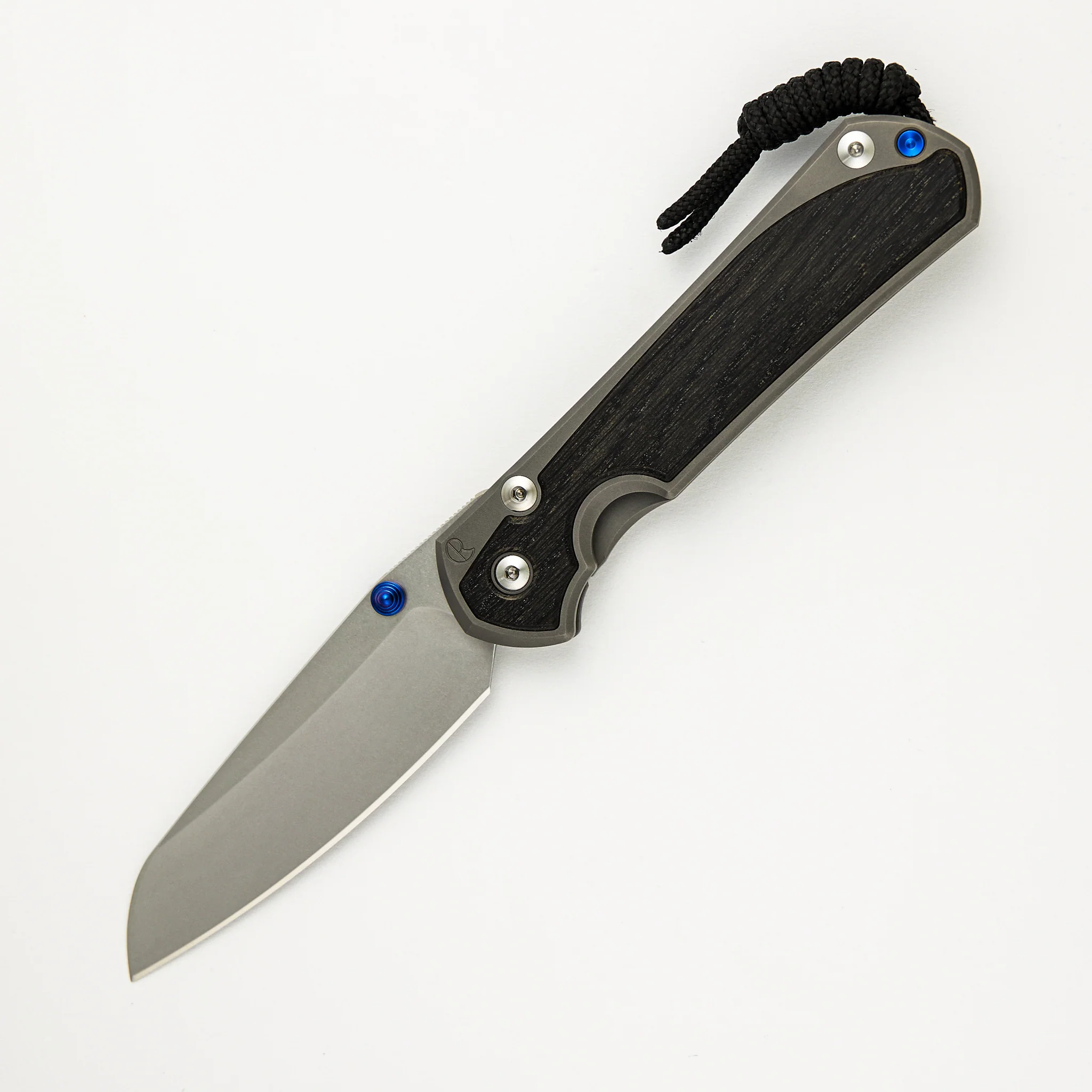 Large Sebenza 31 Bog Oak Inlay - Insingo CPM MagnaCut Blade - Blue Double Thumb Lugs - Image 29