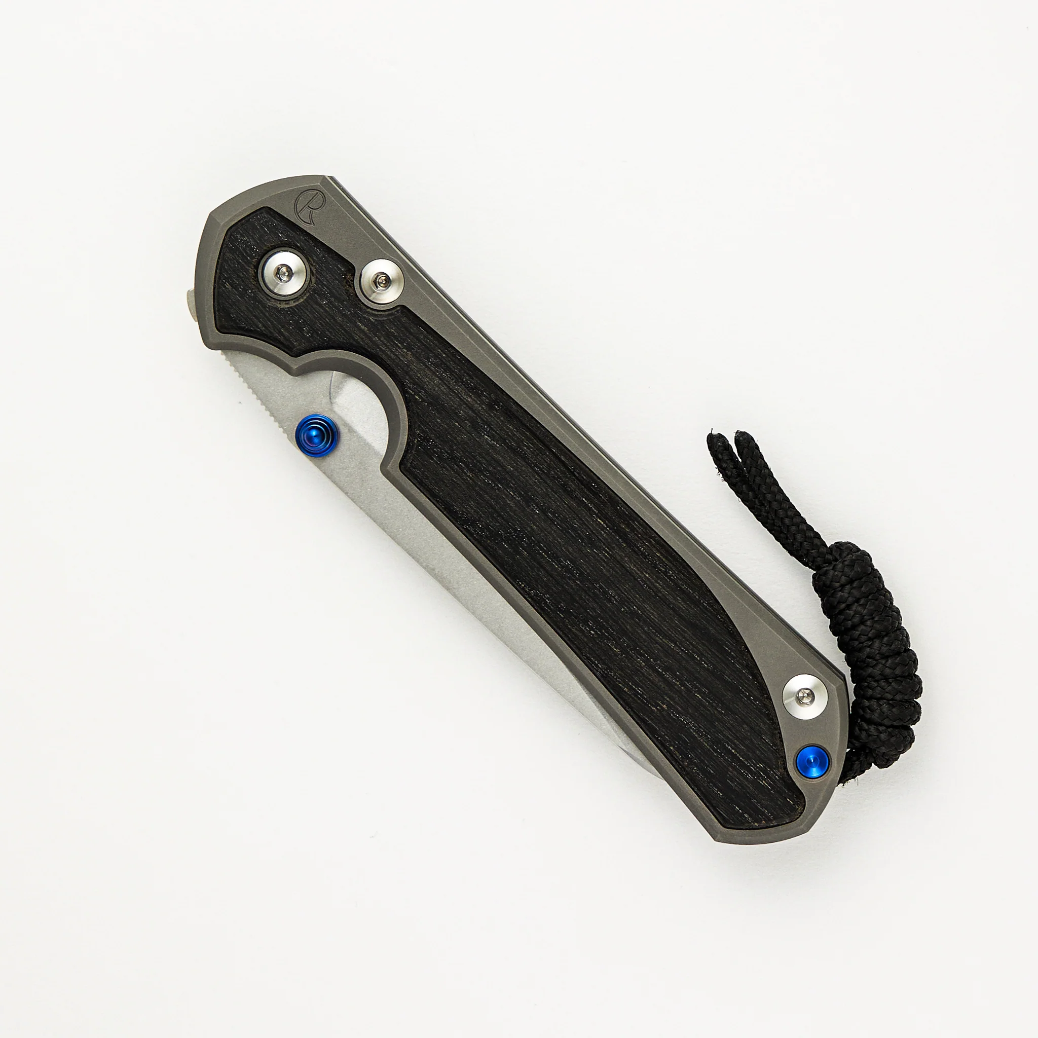 Large Sebenza 31 Bog Oak Inlay - Insingo CPM MagnaCut Blade - Blue Double Thumb Lugs - Image 31