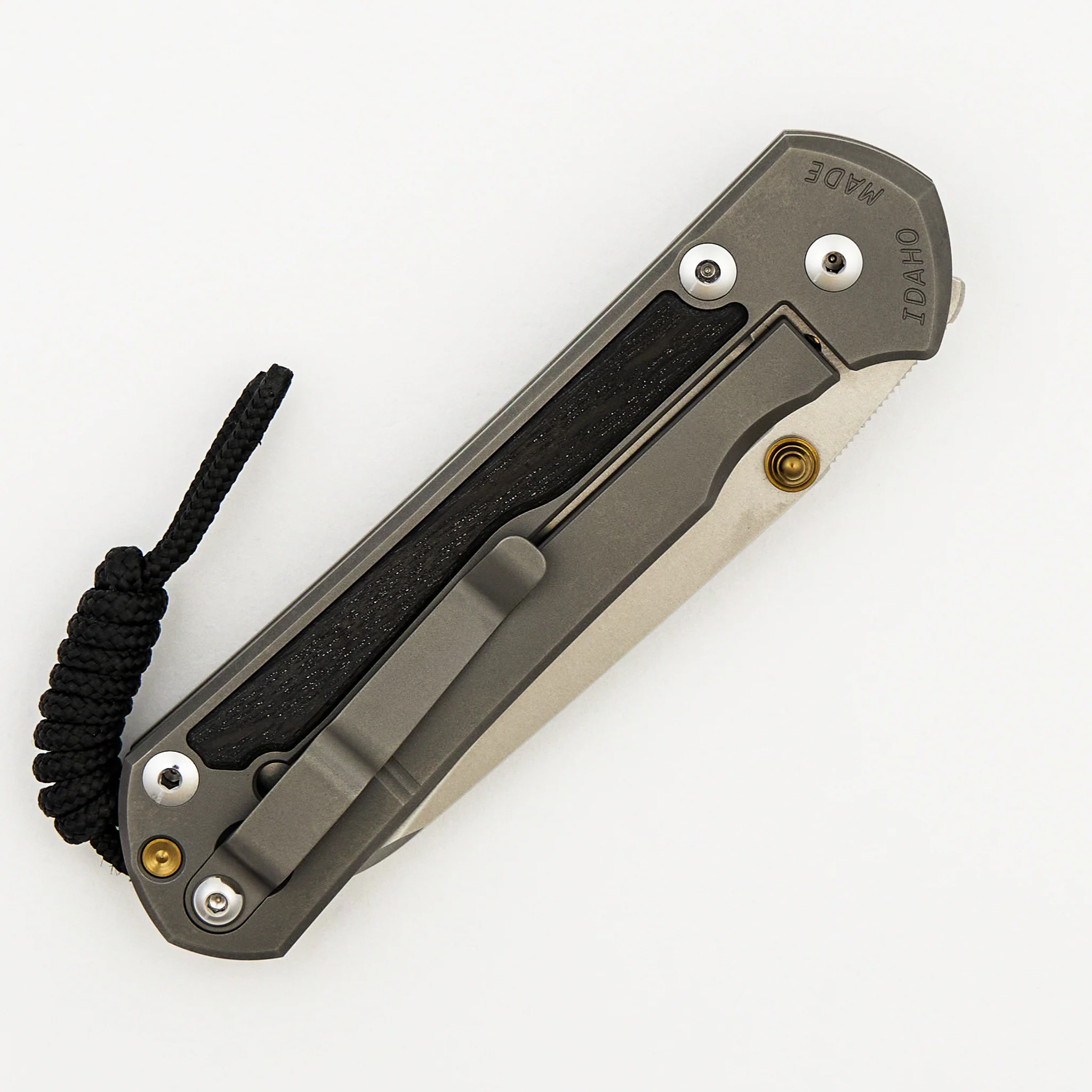 Large Sebenza 31 Bog Oak Inlay - Insingo CPM MagnaCut Blade - Gold Double Thumb Lugs - Image 11