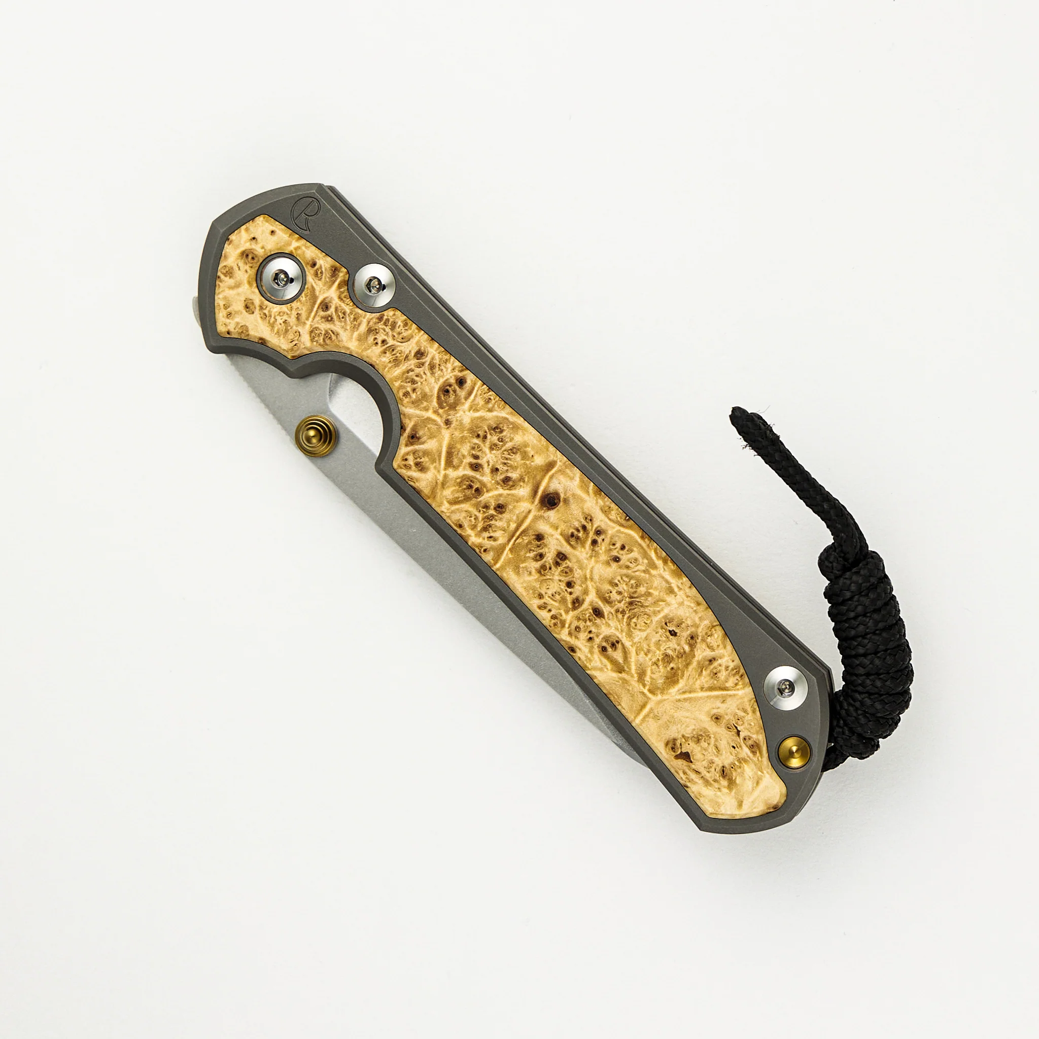 Large Sebenza 31 Box Elder Inlay - Insingo CPM MagnaCut Blade - Gold Double Thumb Lugs - Image 38