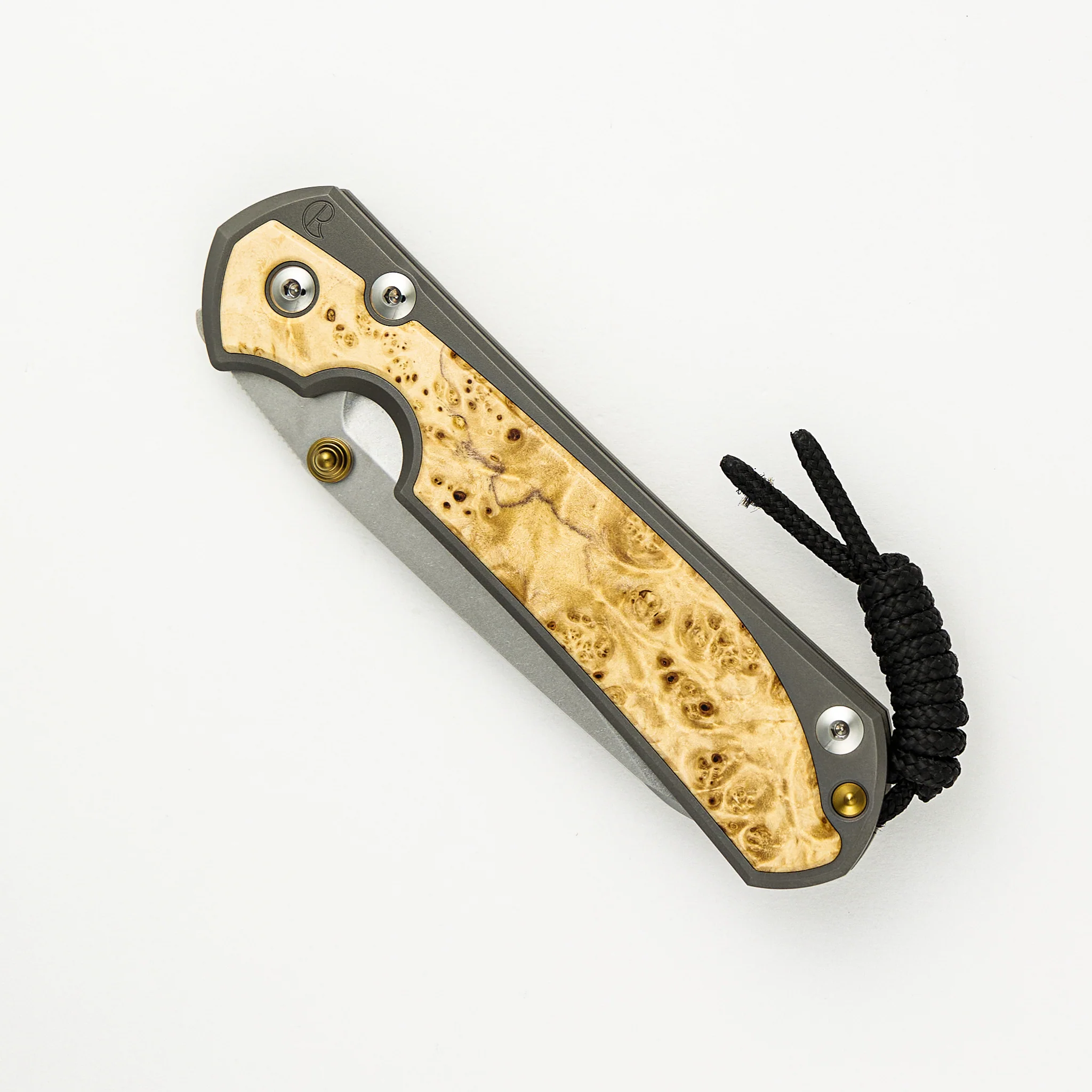 Large Sebenza 31 Box Elder Inlay - Insingo CPM MagnaCut Blade - Gold Double Thumb Lugs - Image 45