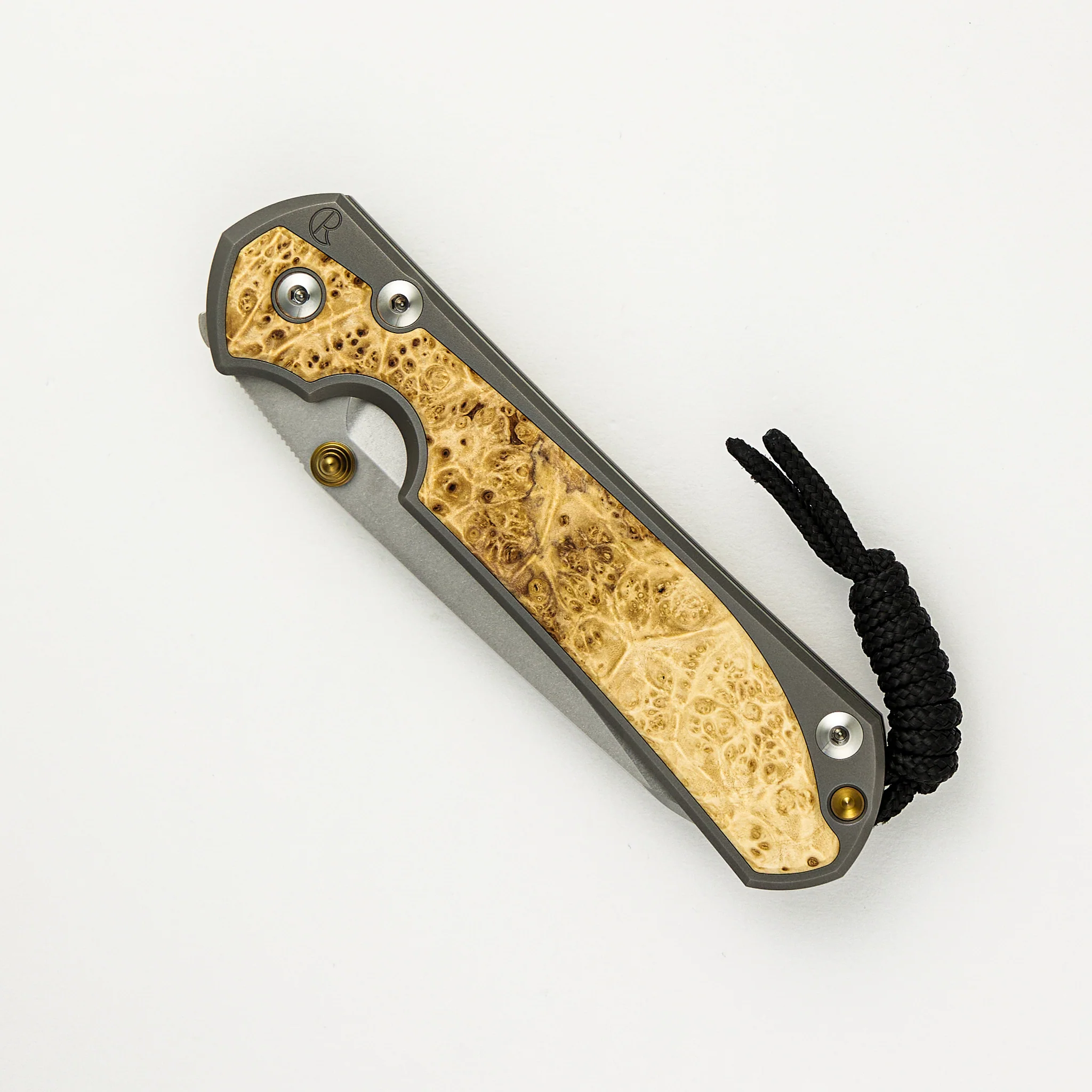 Large Sebenza 31 Box Elder Inlay - Insingo CPM MagnaCut Blade - Gold Double Thumb Lugs - Image 52