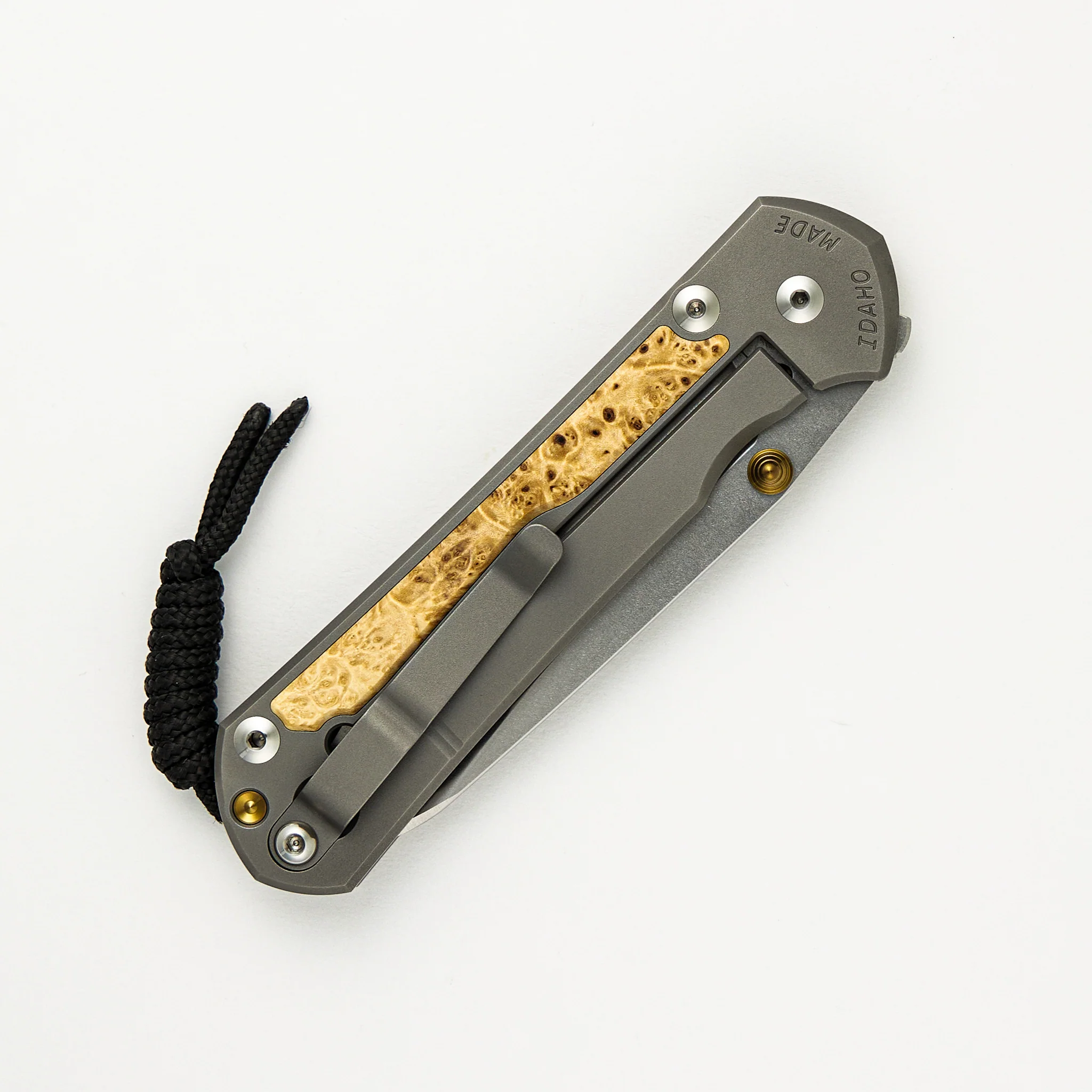 Large Sebenza 31 Box Elder Inlay - Insingo CPM MagnaCut Blade - Gold Double Thumb Lugs - Image 53