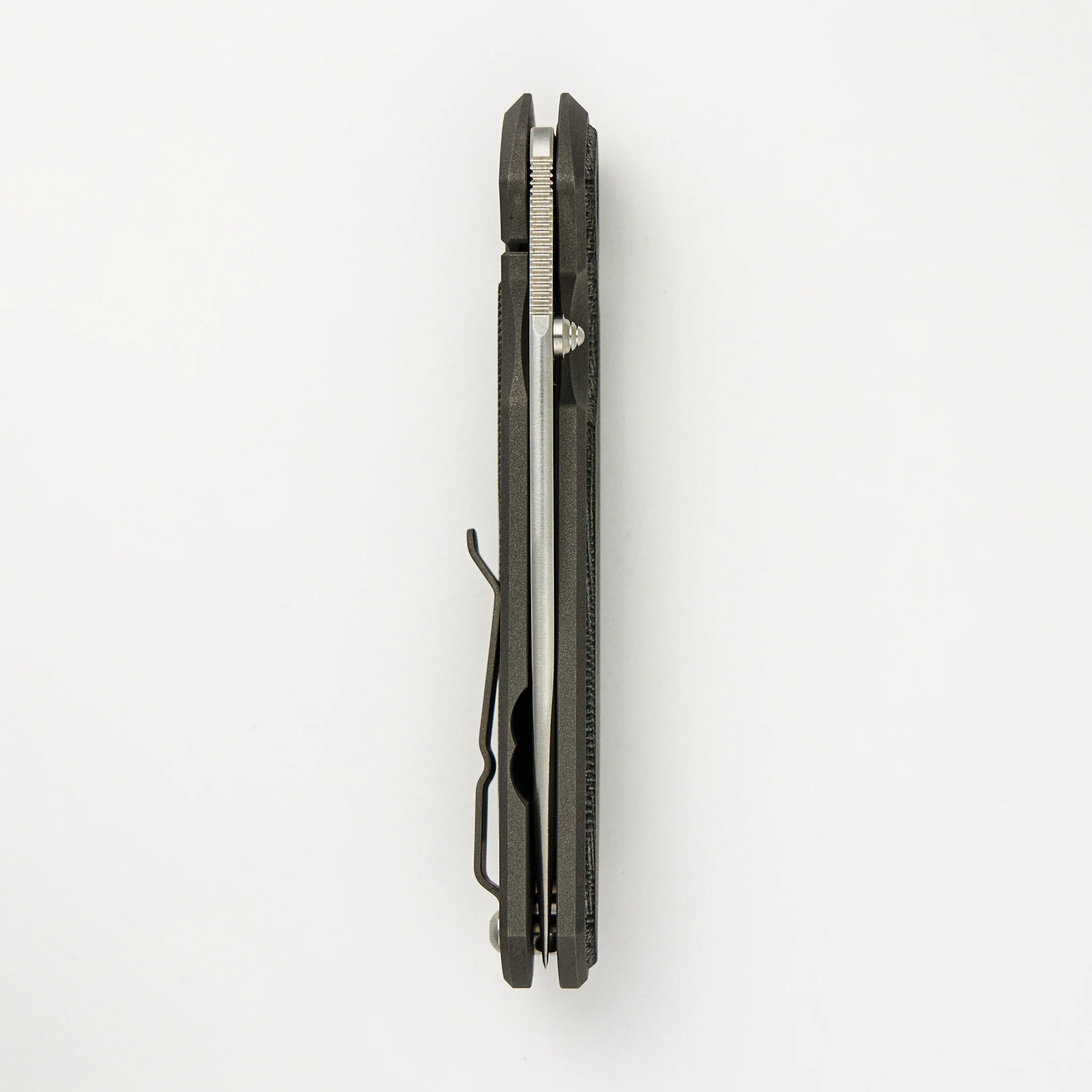 Large Sebenza 31 - Drop Point CPM MagnaCut Blade - Black Canvas Micarta Inlay - Silver Single Lug - Image 5