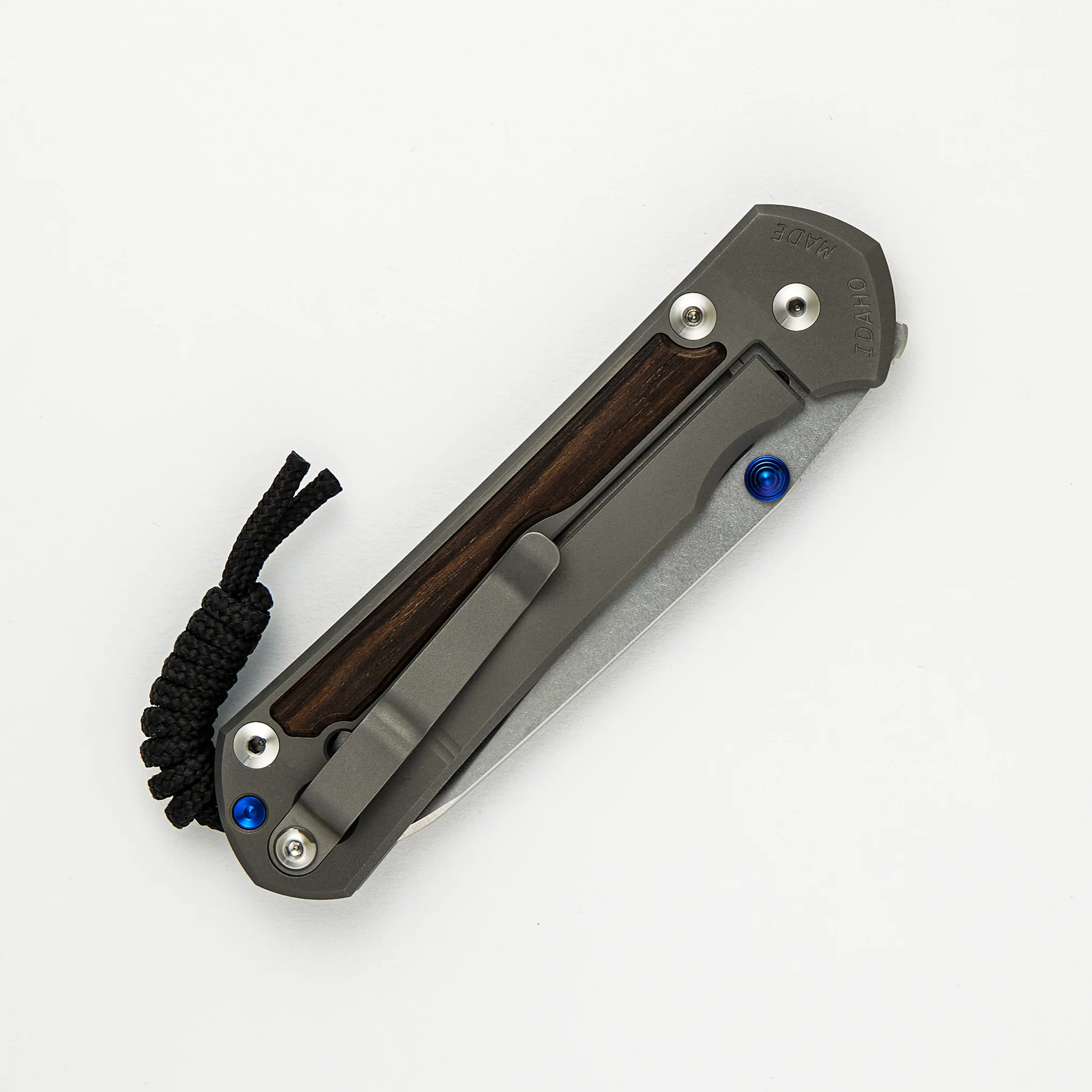 Large Sebenza 31 Macassar Ebony Inlay - Insingo CPM MagnaCut Blade - Blue Double Thumb Lugs - Image 4