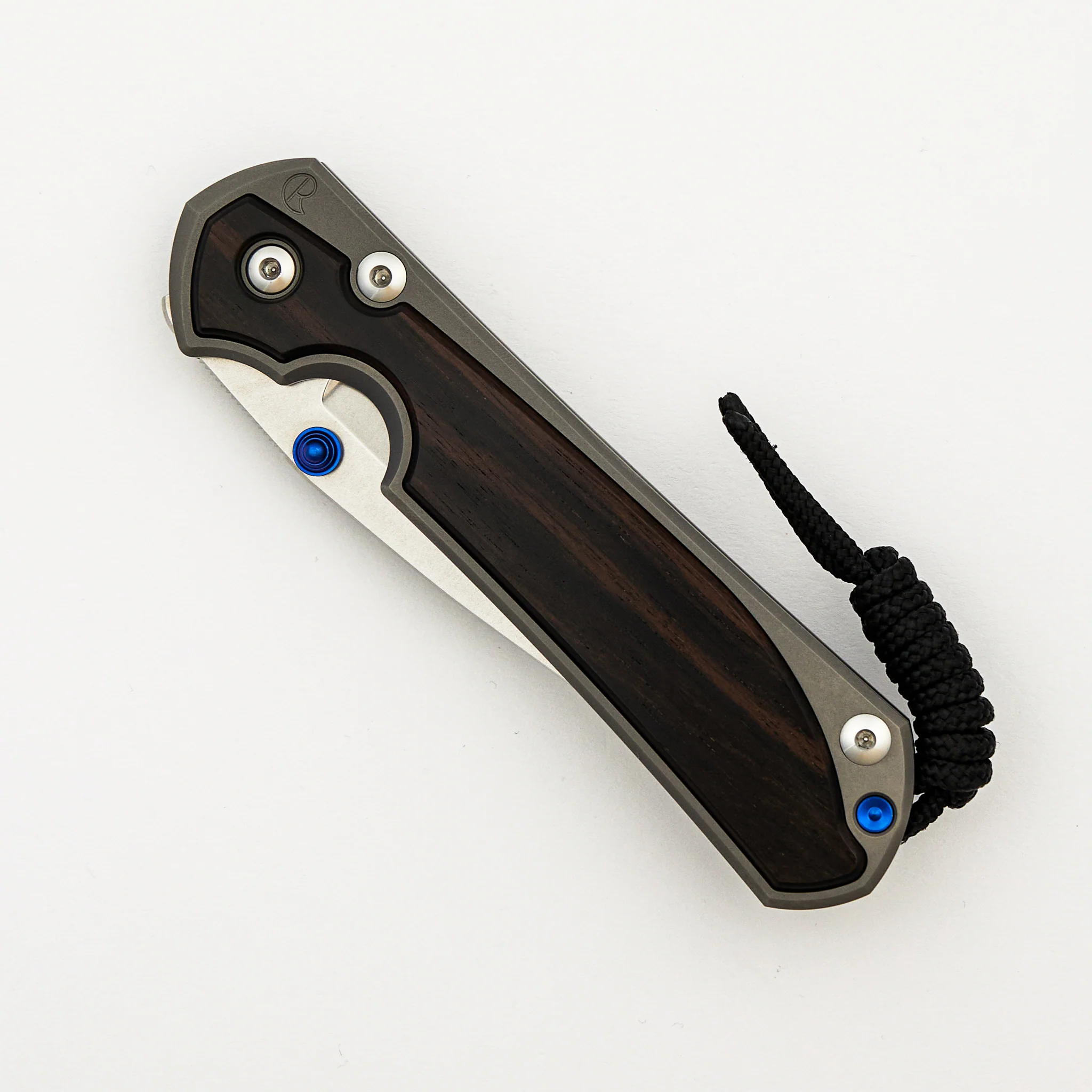 Large Sebenza 31 Macassar Inlay - CPM MagnaCut Blade - Blue Double Thumb Lugs - Image 31