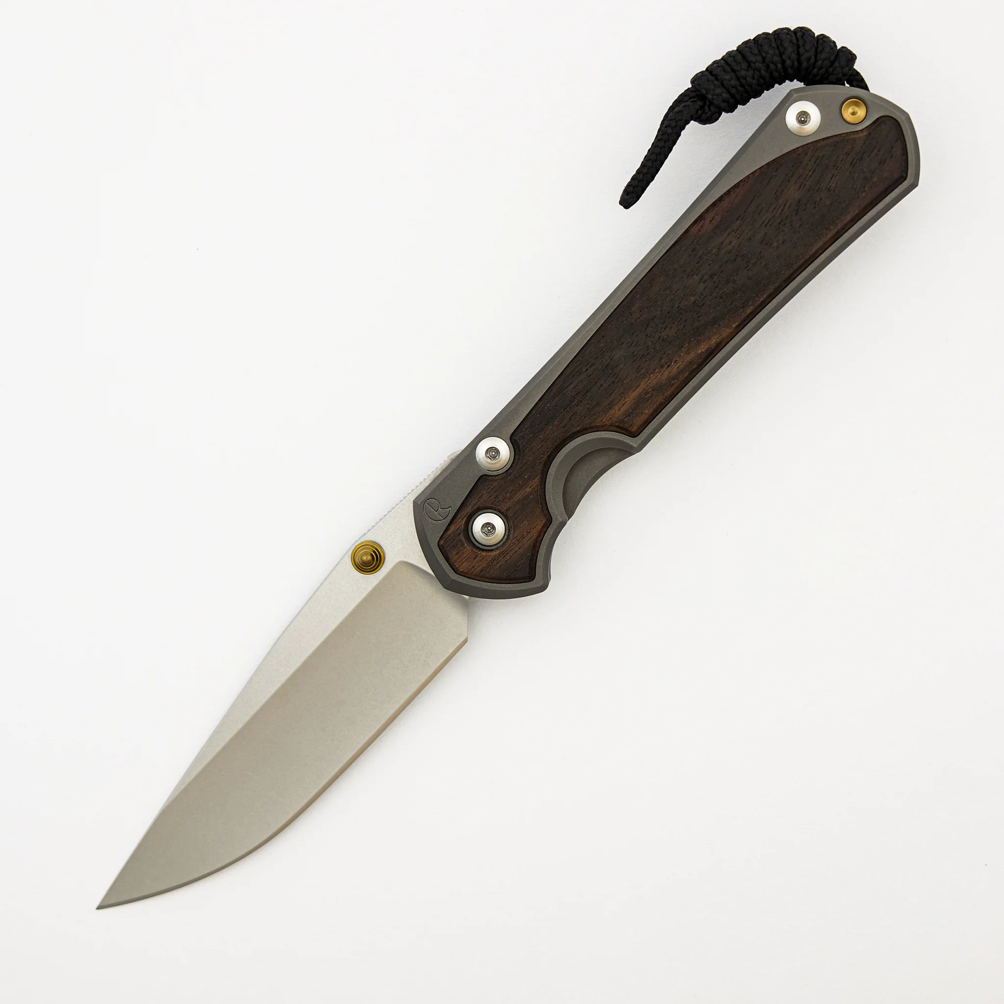 Large Sebenza 31 Macassar Inlay - CPM MagnaCut Blade - Gold Double Thumb Lugs