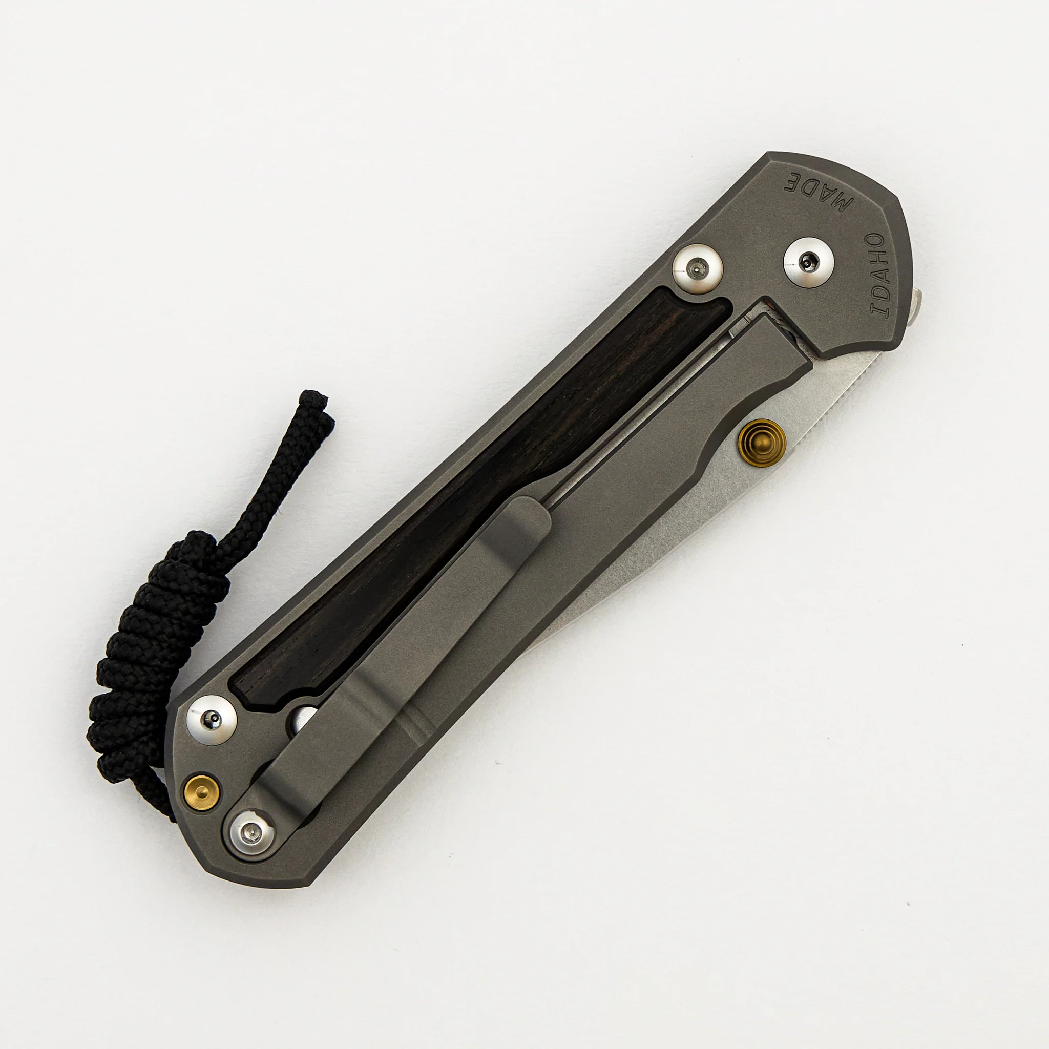Large Sebenza 31 Macassar Inlay - CPM MagnaCut Blade - Gold Double Thumb Lugs - Image 25