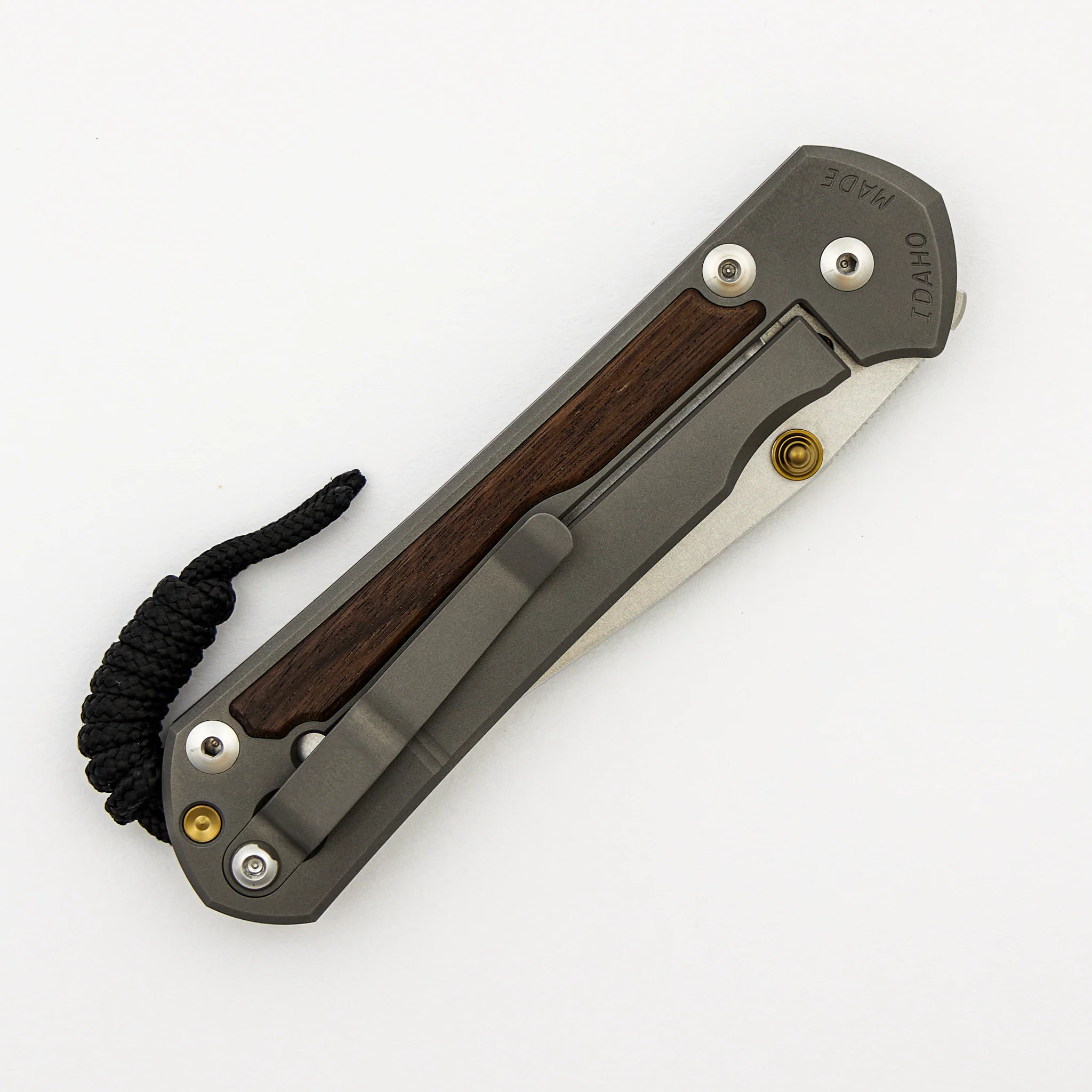 Large Sebenza 31 Macassar Inlay - CPM MagnaCut Blade - Gold Double Thumb Lugs - Image 4