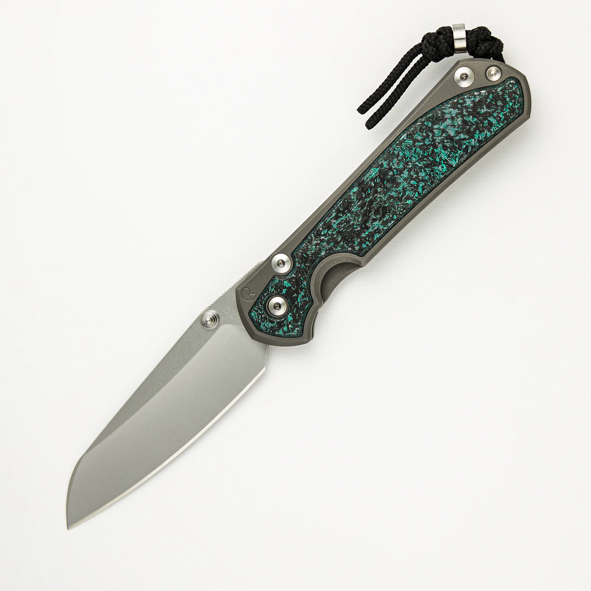 Large Sebenza 31 - Teal Magnetic CarboTi Inlays - Insingo CPM MagnaCut Blade - Silver Double Thumb Lugs - 2025 R1 Invitational