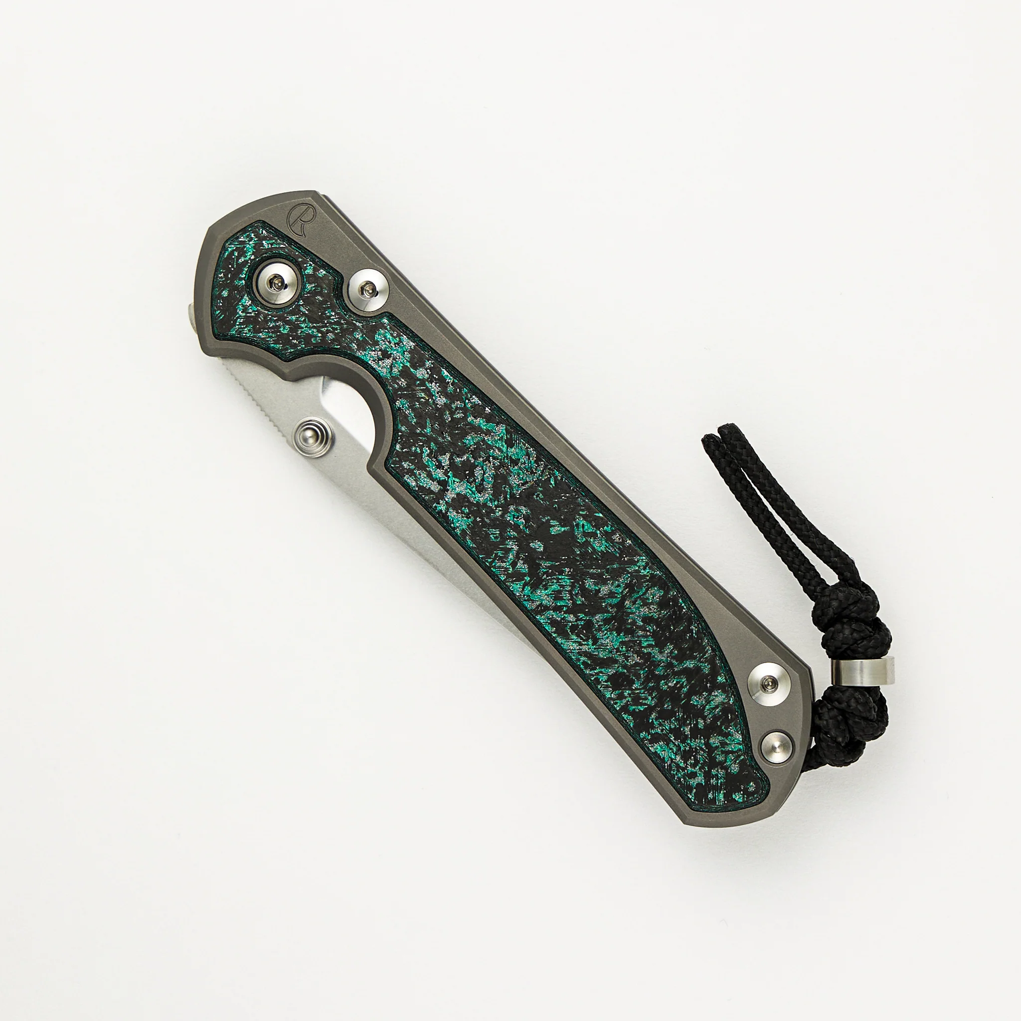 Large Sebenza 31 - Teal Magnetic CarboTi Inlays - Tanto CPM MagnaCut Blade - Silver Double Thumb Lugs - 2025 R1 Invitational - Image 3