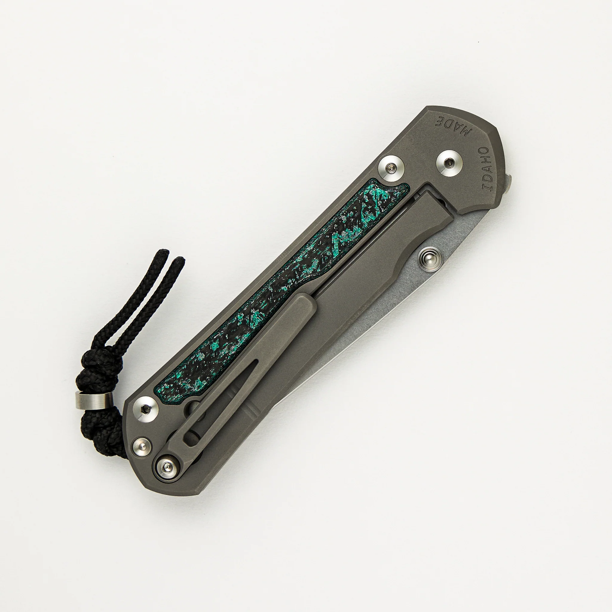 Large Sebenza 31 - Teal Magnetic CarboTi Inlays - Tanto CPM MagnaCut Blade - Silver Double Thumb Lugs - 2025 R1 Invitational - Image 4