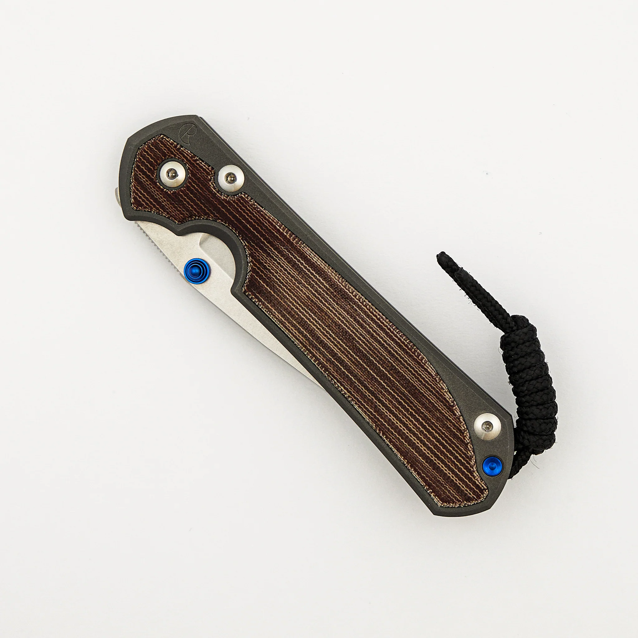 Large Sebenza 31 - Natural Canvas Micarta Inlay - Drop Point CPM MagnaCut Blade - Blue Double Thumb Lugs - Image 3