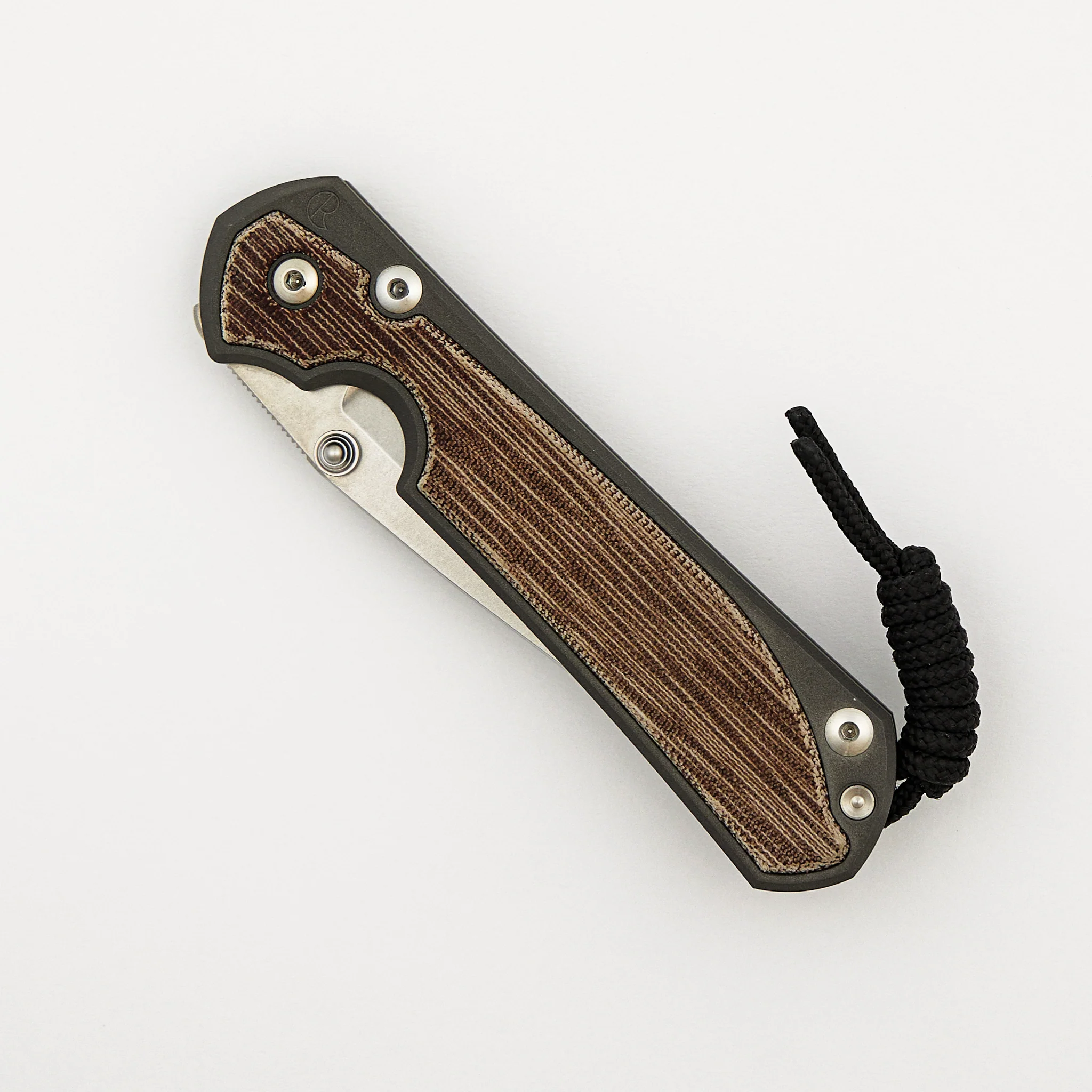 Large Sebenza 31 - Natural Canvas Micarta Inlay - Drop Point CPM MagnaCut Blade - Silver Double Thumb Lugs - Image 3