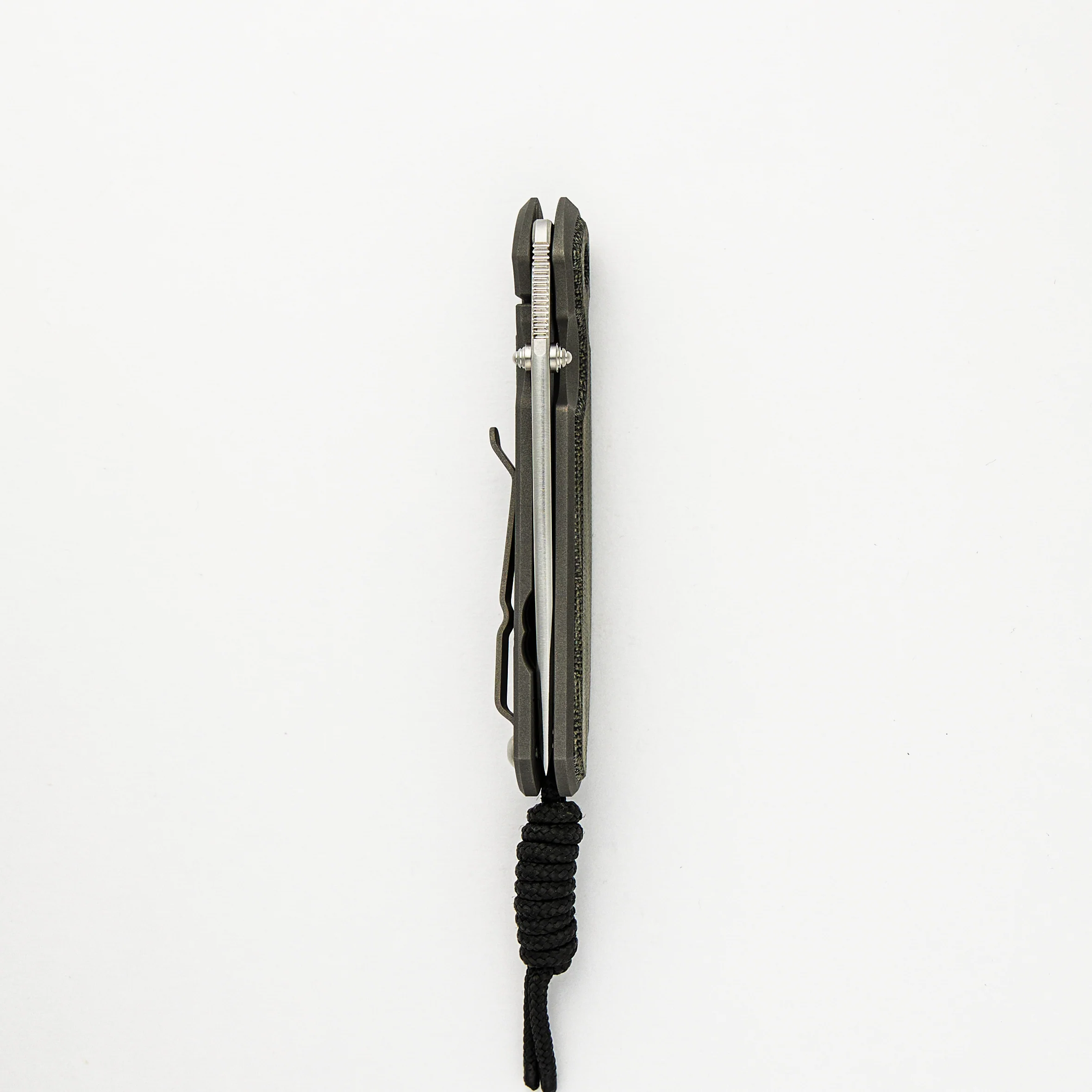 Small Sebenza 31 - Black Canvas Micarta Inlay - Tanto CPM MagnaCut Blade - Silver Double Thumb Lugs - Image 5