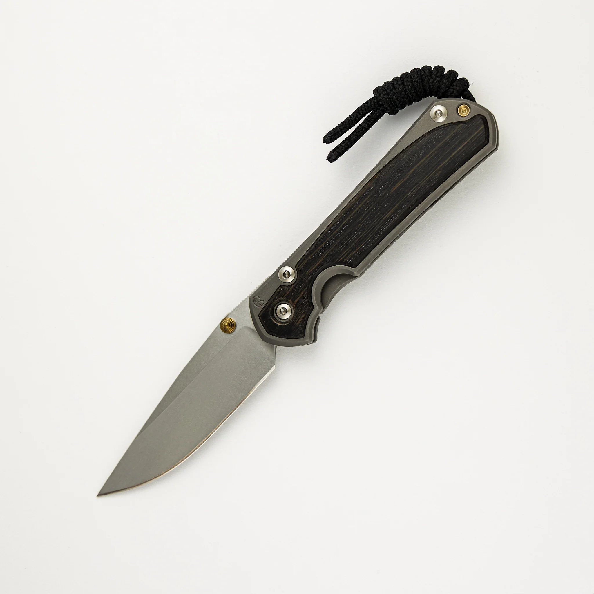 Small Sebenza 31 Bog Oak Inlay - CPM MagnaCut Blade - Gold Double Thumb Lugs - Image 22
