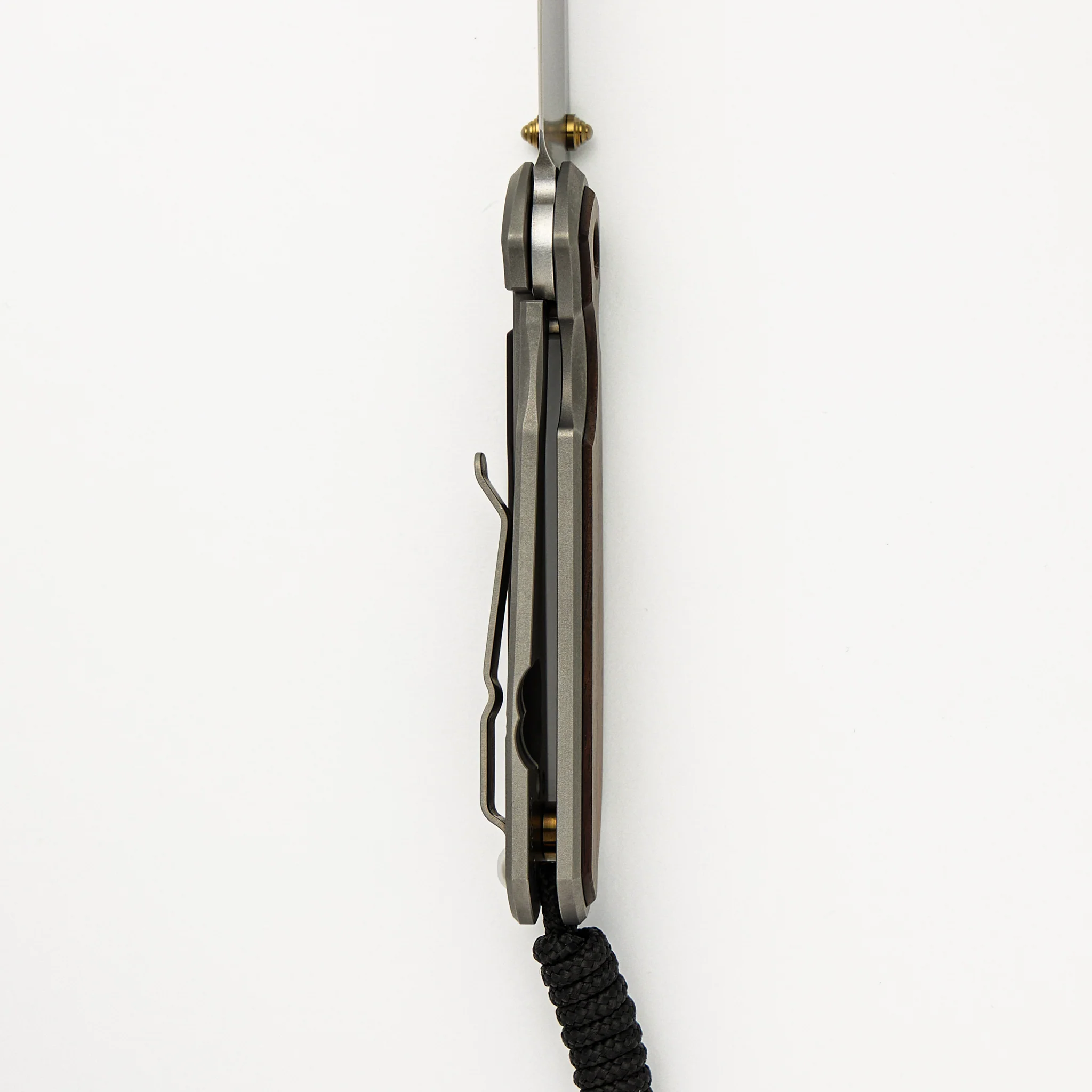 Small Sebenza 31 Macassar Ebony Inlay - CPM MagnaCut Blade - Gold Double Thumb Lugs - Image 13