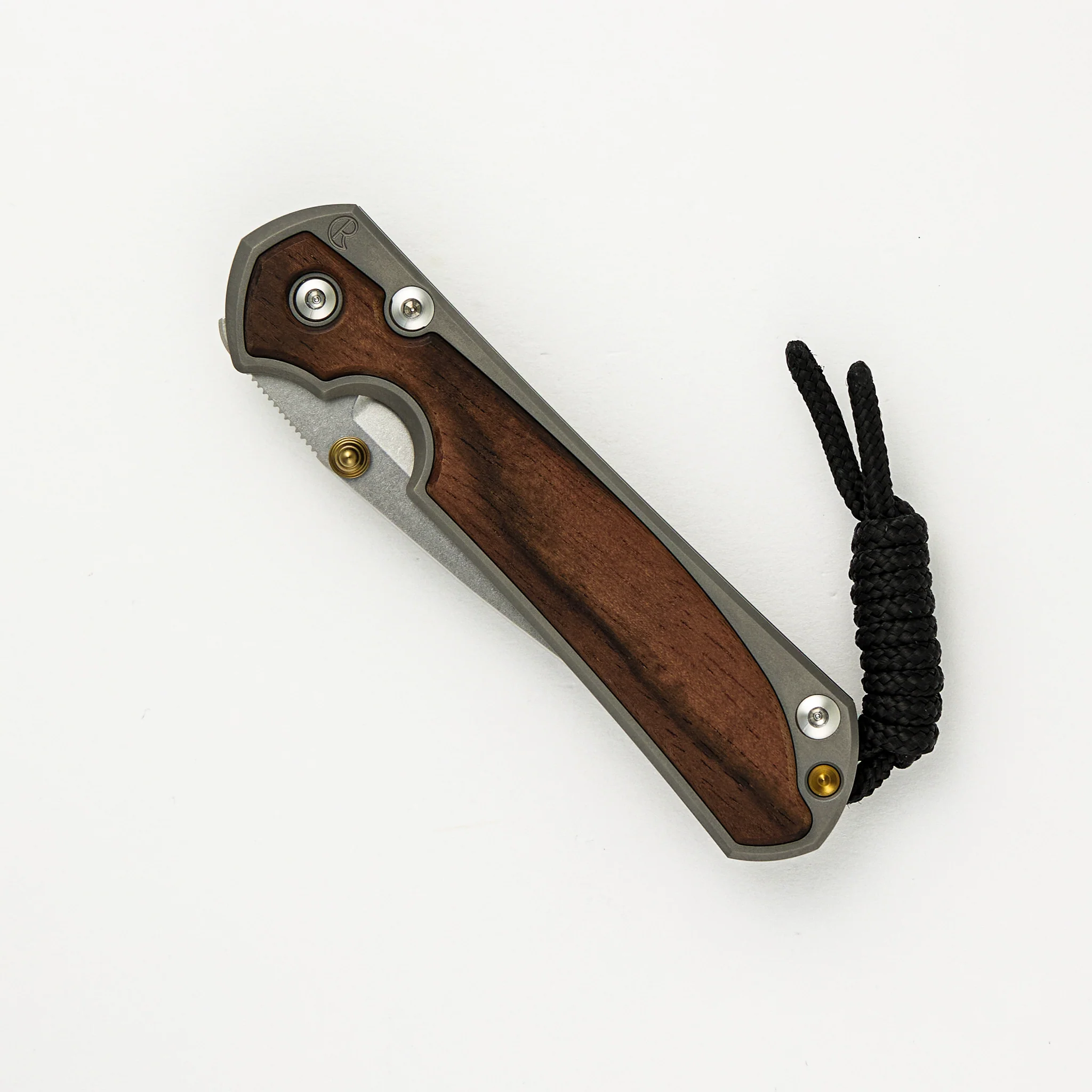 Small Sebenza 31 Macassar Ebony Inlay - CPM MagnaCut Blade - Gold Double Thumb Lugs - Image 24