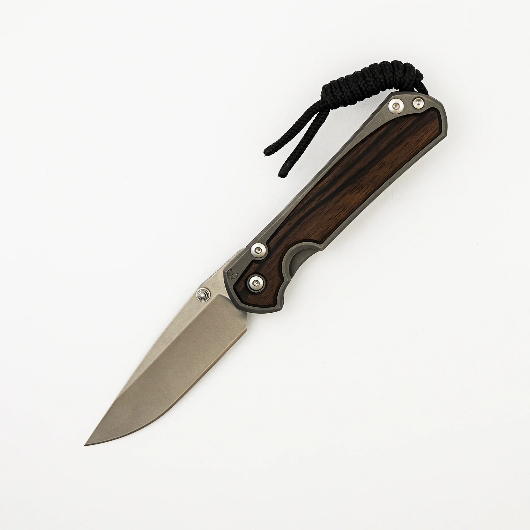 Small Sebenza 31 Macassar Ebony Inlay - CPM MagnaCut Blade - Glass Blasted - Silver Double Thumb Lugs