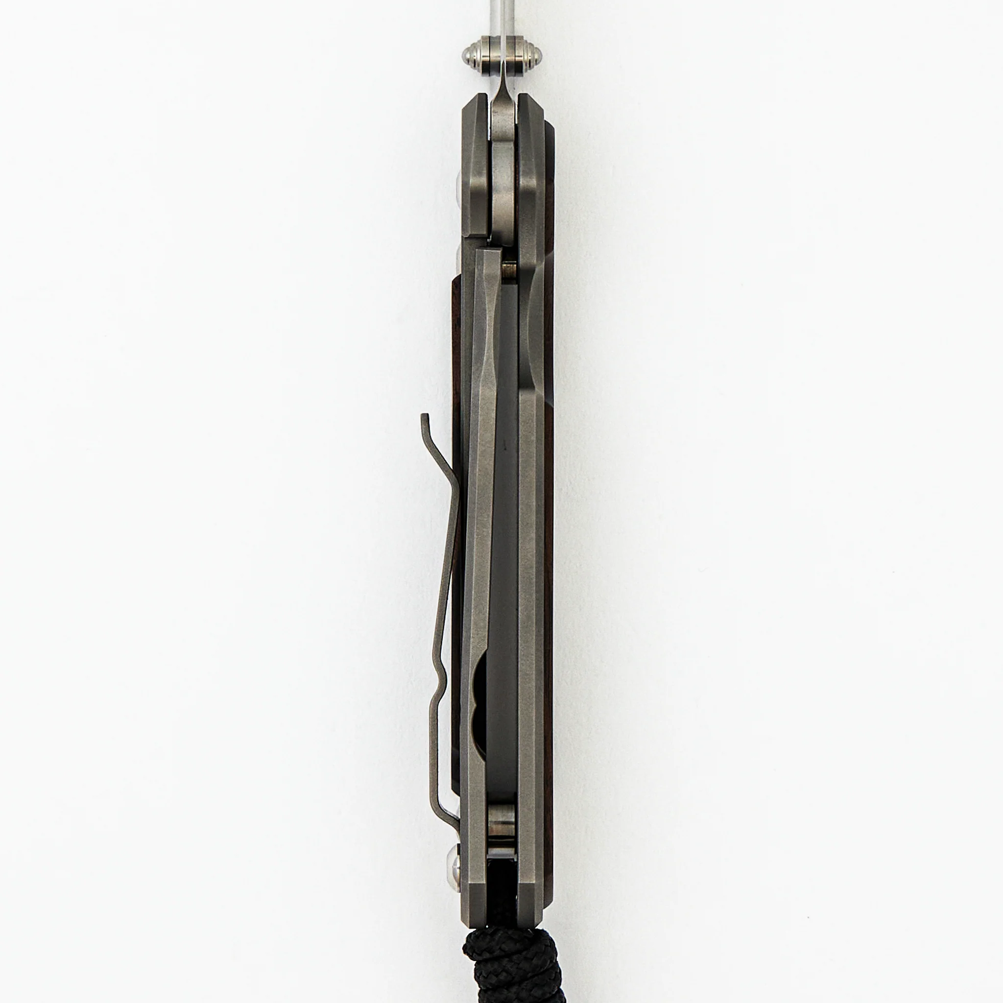 Small Sebenza 31 Macassar Ebony Inlay - CPM MagnaCut Blade - Glass Blasted - Silver Double Thumb Lugs - Image 6