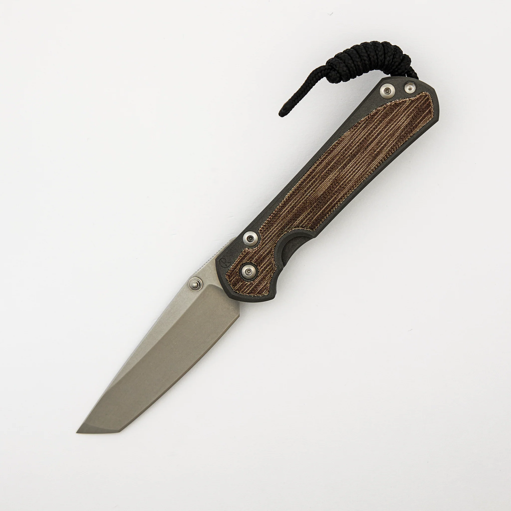 Small Sebenza 31 - Natural Canvas Micarta Inlay - Tanto CPM MagnaCut Blade - Silver Double Thumb Lugs