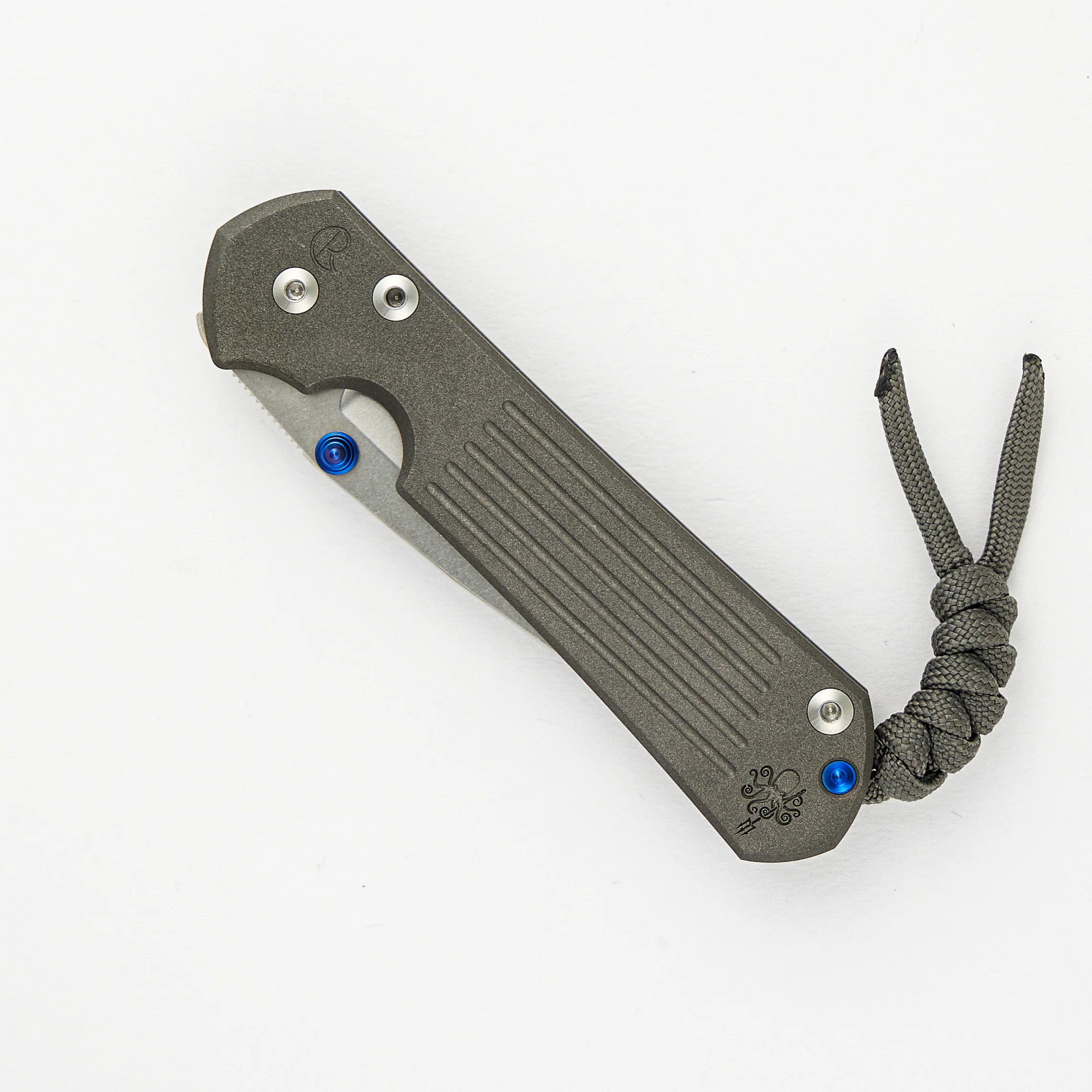 Small Sebenza 31 Prometheus Design Werx Drop Point CPM MagnaCut "Line" Charcoal Lanyard - Image 3
