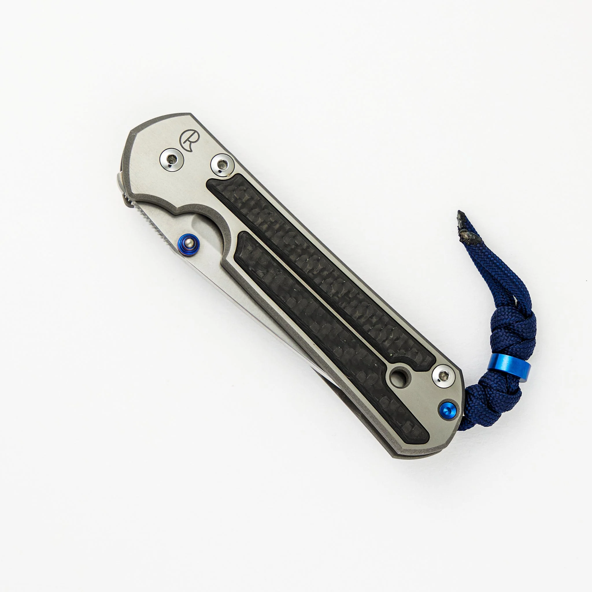 Small Sebenza 21 - Carbon Fiber Inlays - Tanto S35VN Blade - Blue Single Lug - Image 3
