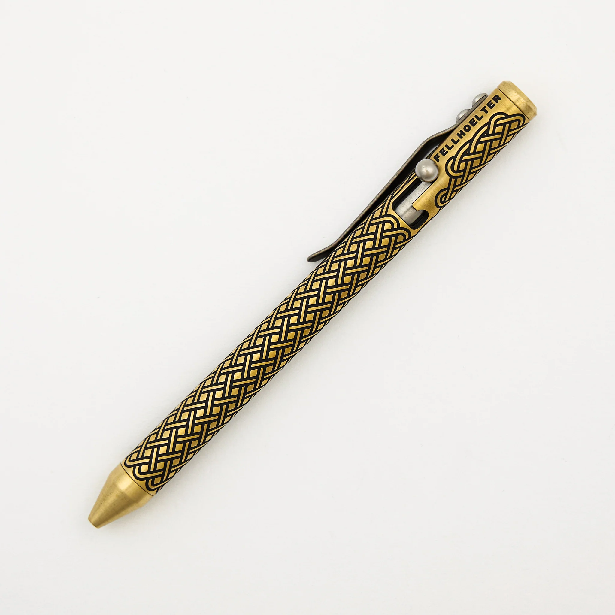 Cptn Axel Full Size TiBolt Pen - "Tuxedo" Brass Celtic