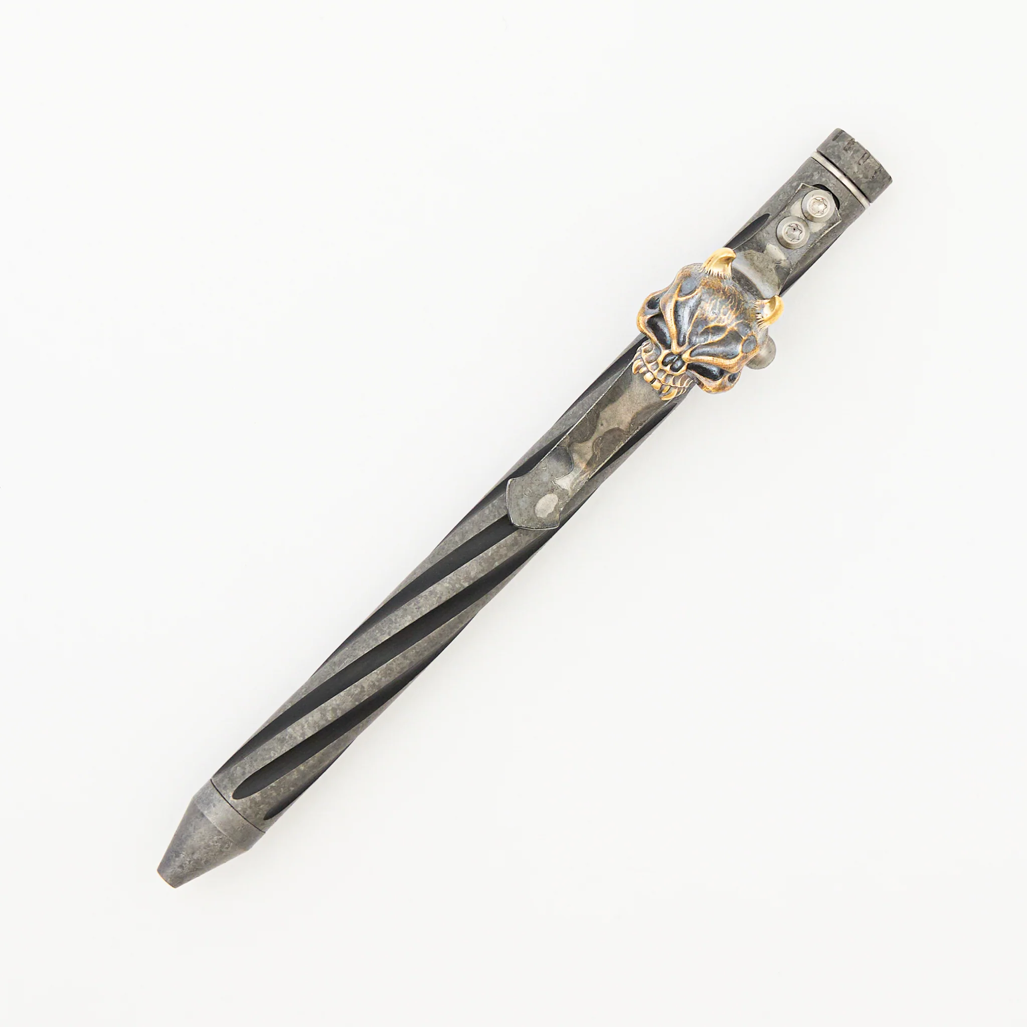 Cptn Axel Full Size TiBolt Pen - CrystalTi - Steel Flame Bronze Hard Hannya Pocket Clip - Fap Cap