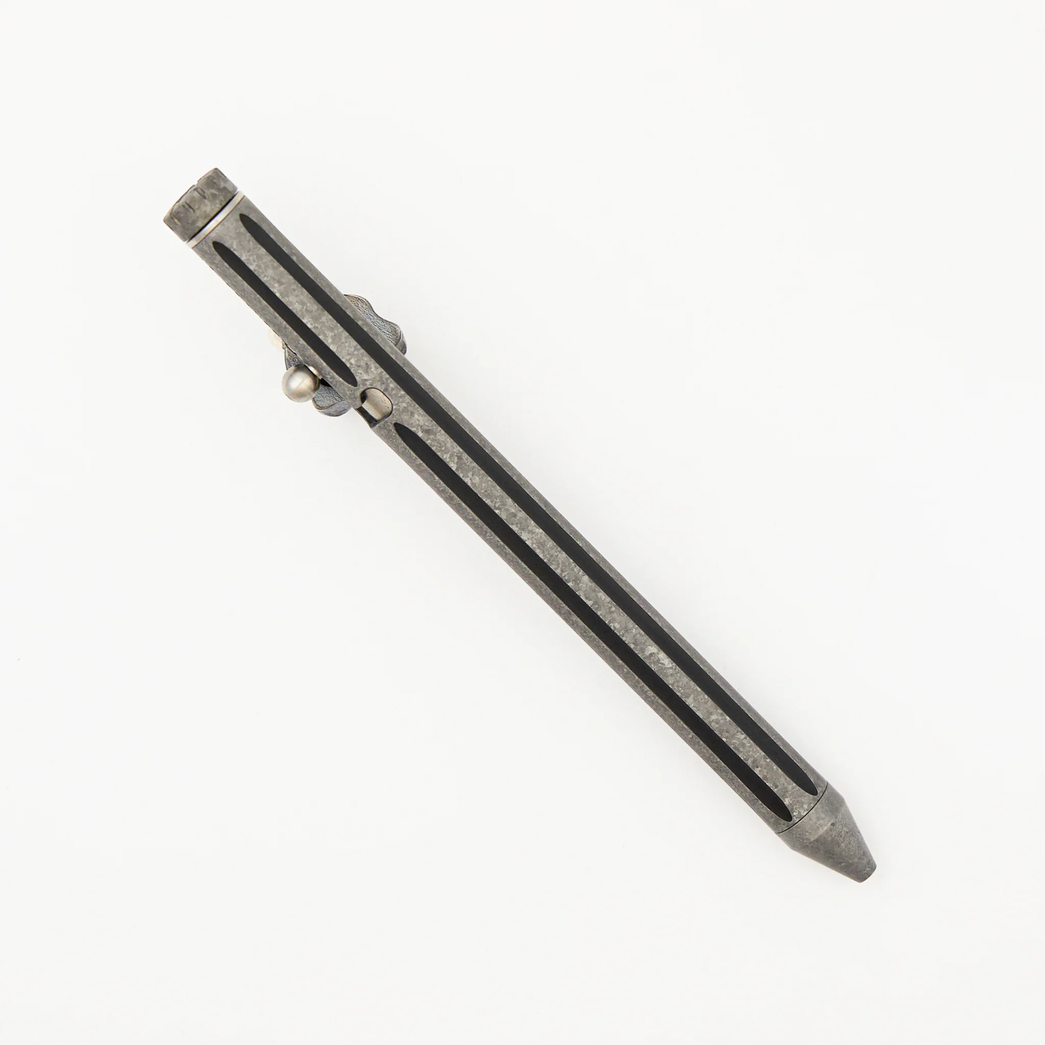 Cptn Axel Full Size TiBolt Pen - CrystalTi - Steel Flame Silver Hard Hannya W/ Red Eyes Pocket Clip - Fap Cap - Image 2