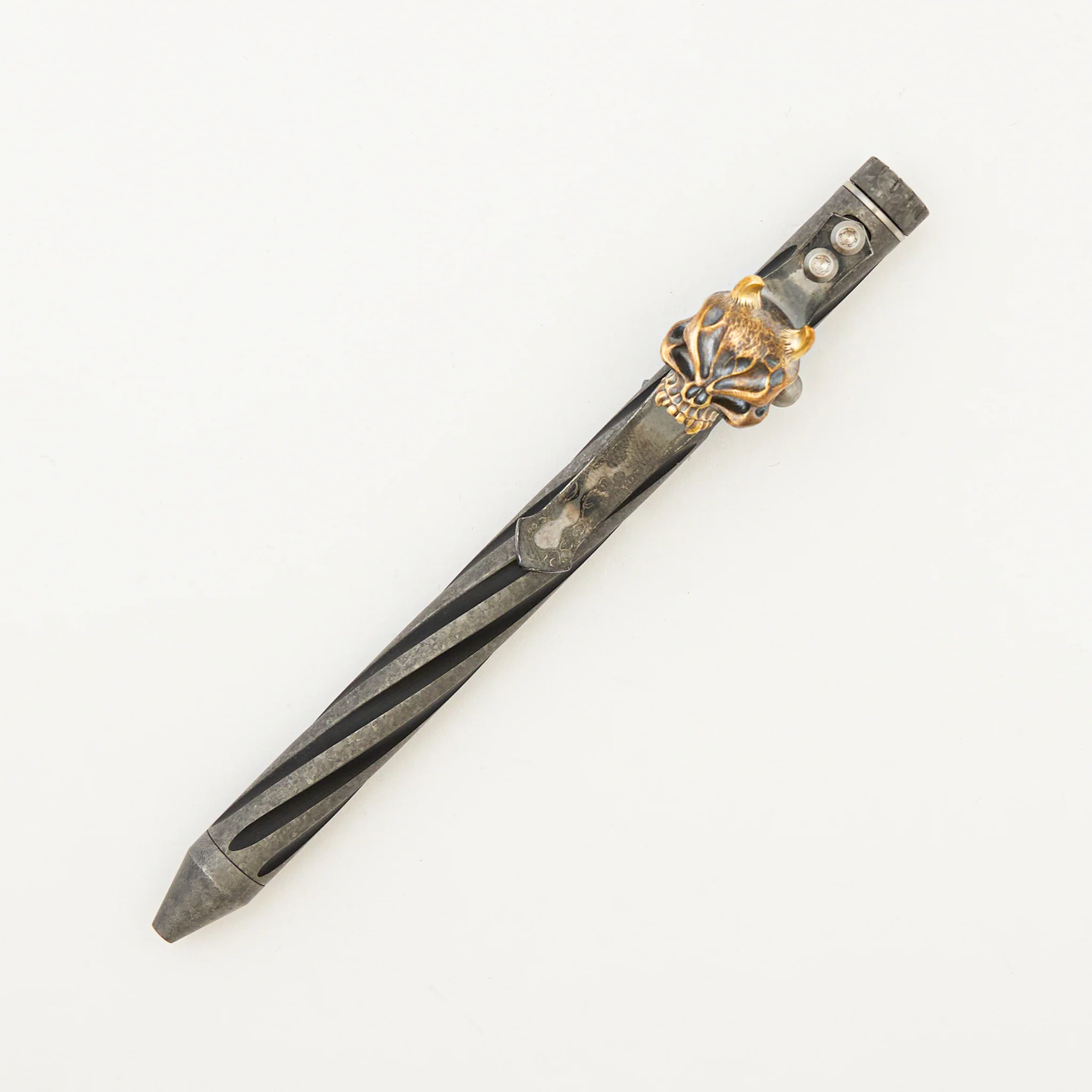 Cptn Axel Full Size TiBolt Pen - CrystalTi - Steel Flame Bronze Hard Hannya Pocket Clip - Fap Cap